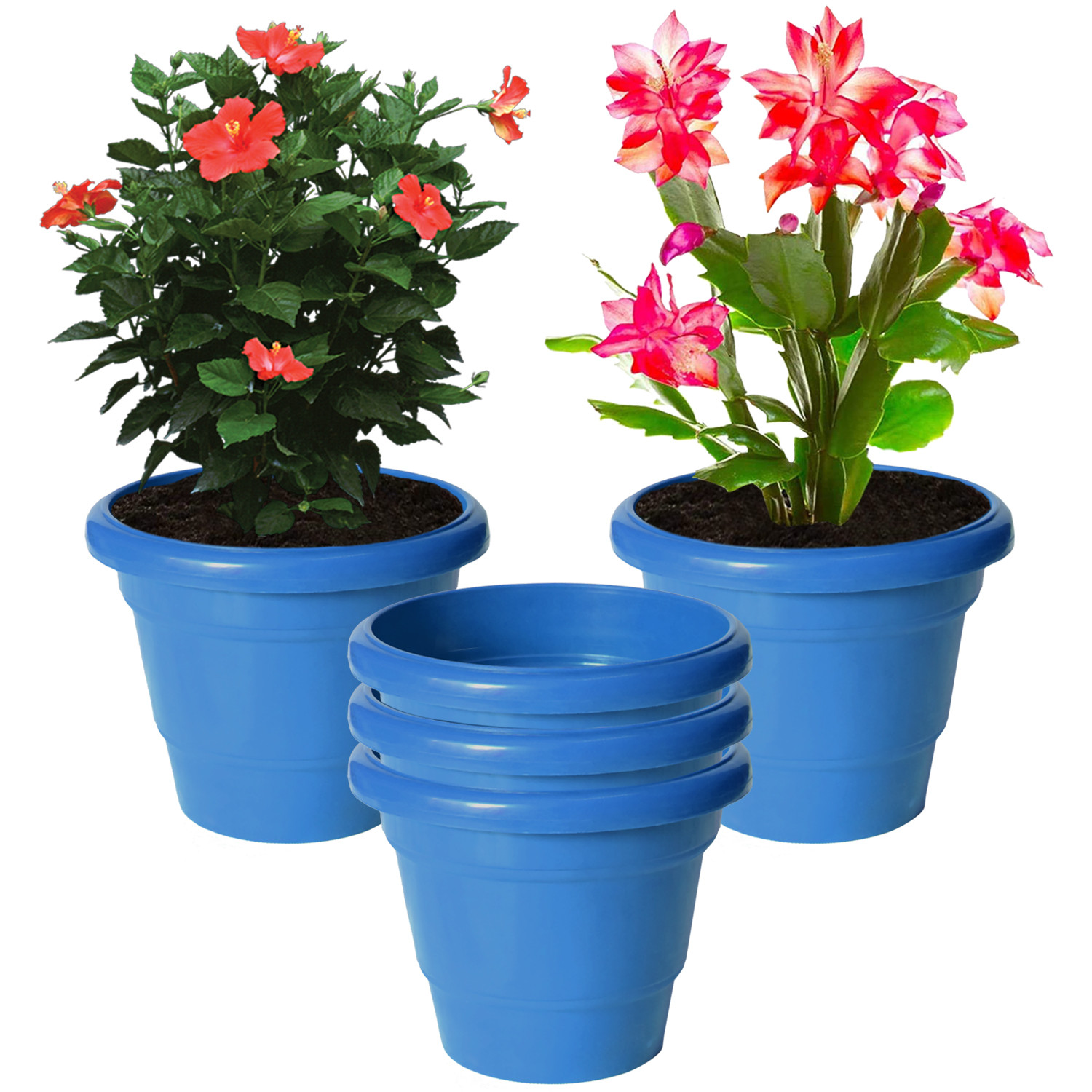 Kuber Industries Solid 2 Layered Plastic Flower Pot|Gamla For Home Decor,Nursery,Balcony,Garden,6