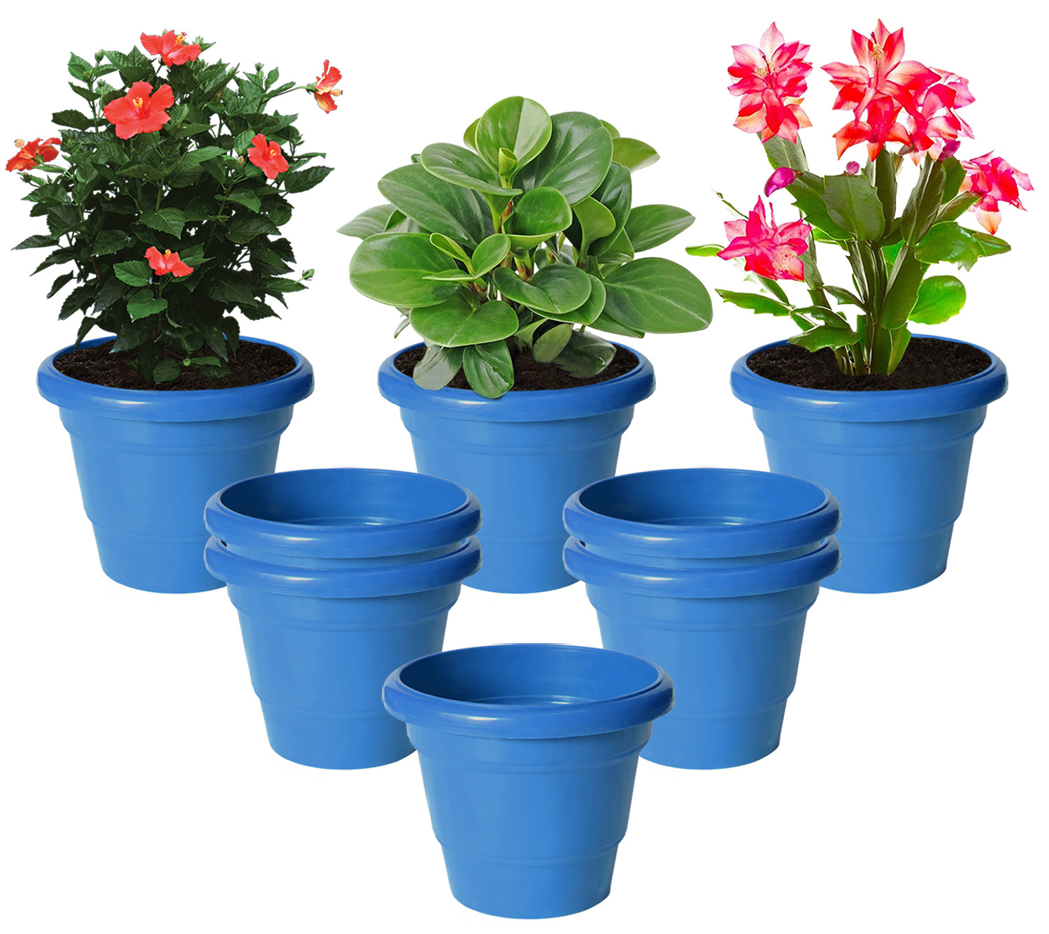 Kuber Industries Solid 2 Layered Plastic Flower Pot|Gamla For Home Decor,Nursery,Balcony,Garden,6