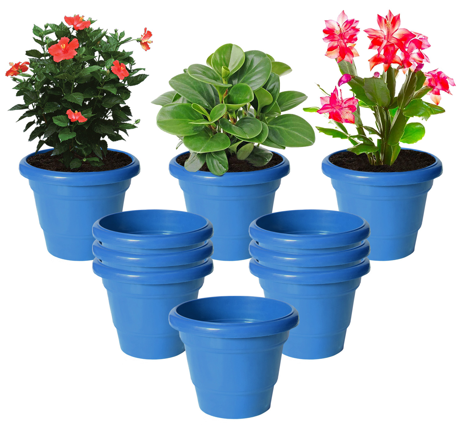 Kuber Industries Solid 2 Layered Plastic Flower Pot|Gamla For Home Decor,Nursery,Balcony,Garden,6