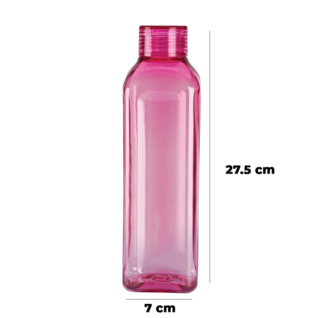 Kuber Industries Square BPA Free Plastic Water Bottles | Unbreakable, Leak Proof, 100% Food Grade Plastic | For Kids & Adults | Refrigerator Plastic Bottle Set of 6 | MulticoloursÂ 