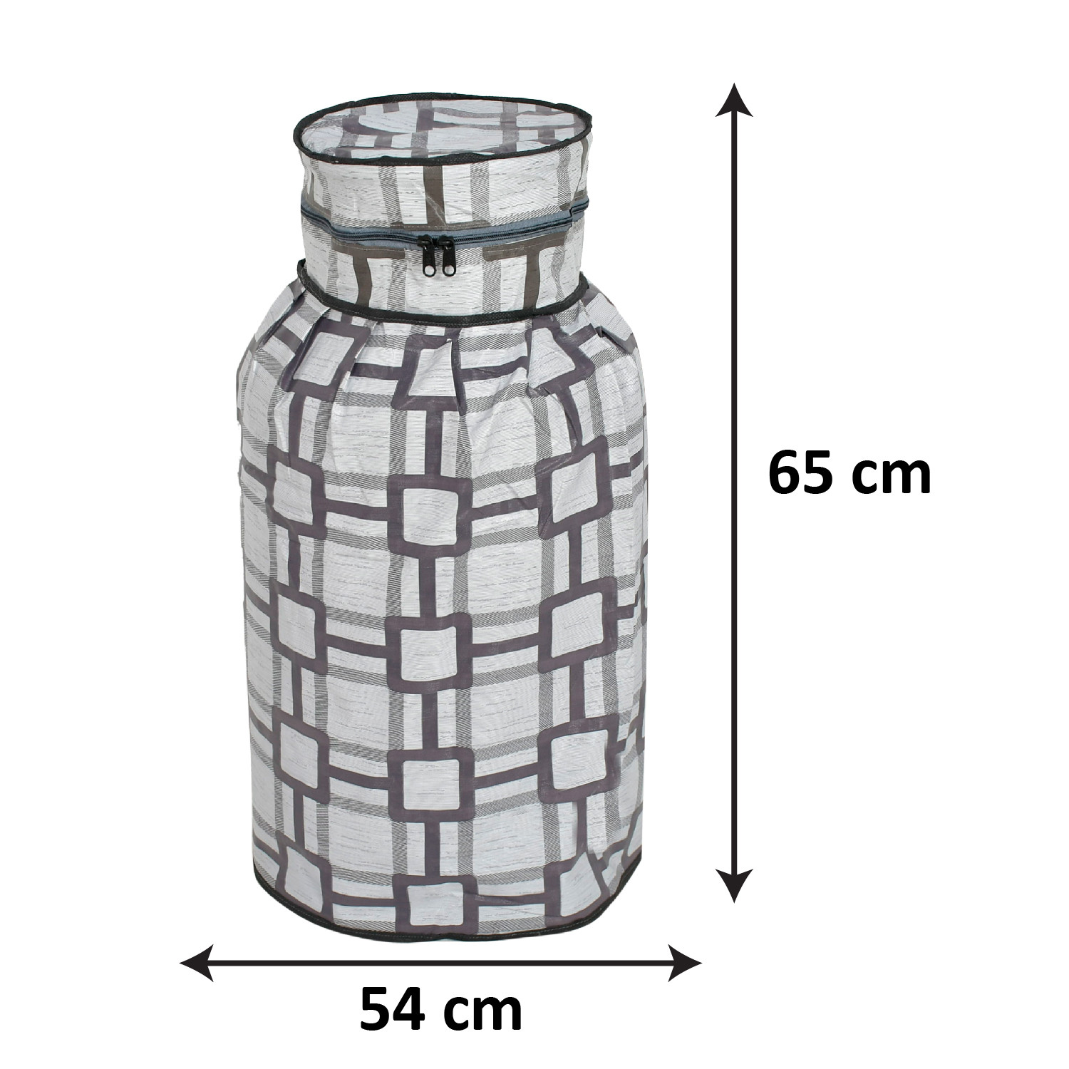 Kuber Industries Square Printed PVC Lpg Gas Cylinder Cover- Pack of 2 (Grey)-HS43KUBMART25627, Standard