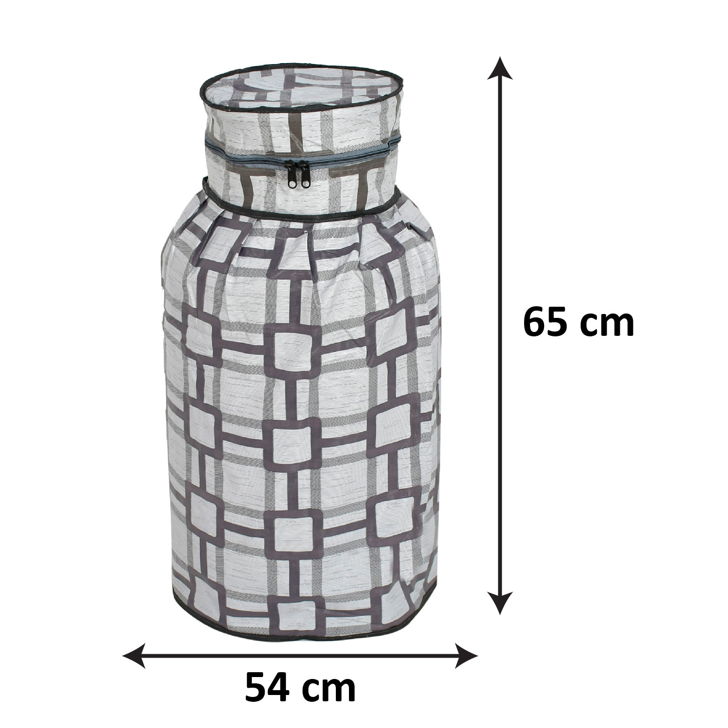 Kuber Industries Square Printed Stain Dust Proof PVC Lpg Gas Cylinder Cover (Grey)-HS43KUBMART25626, Standard