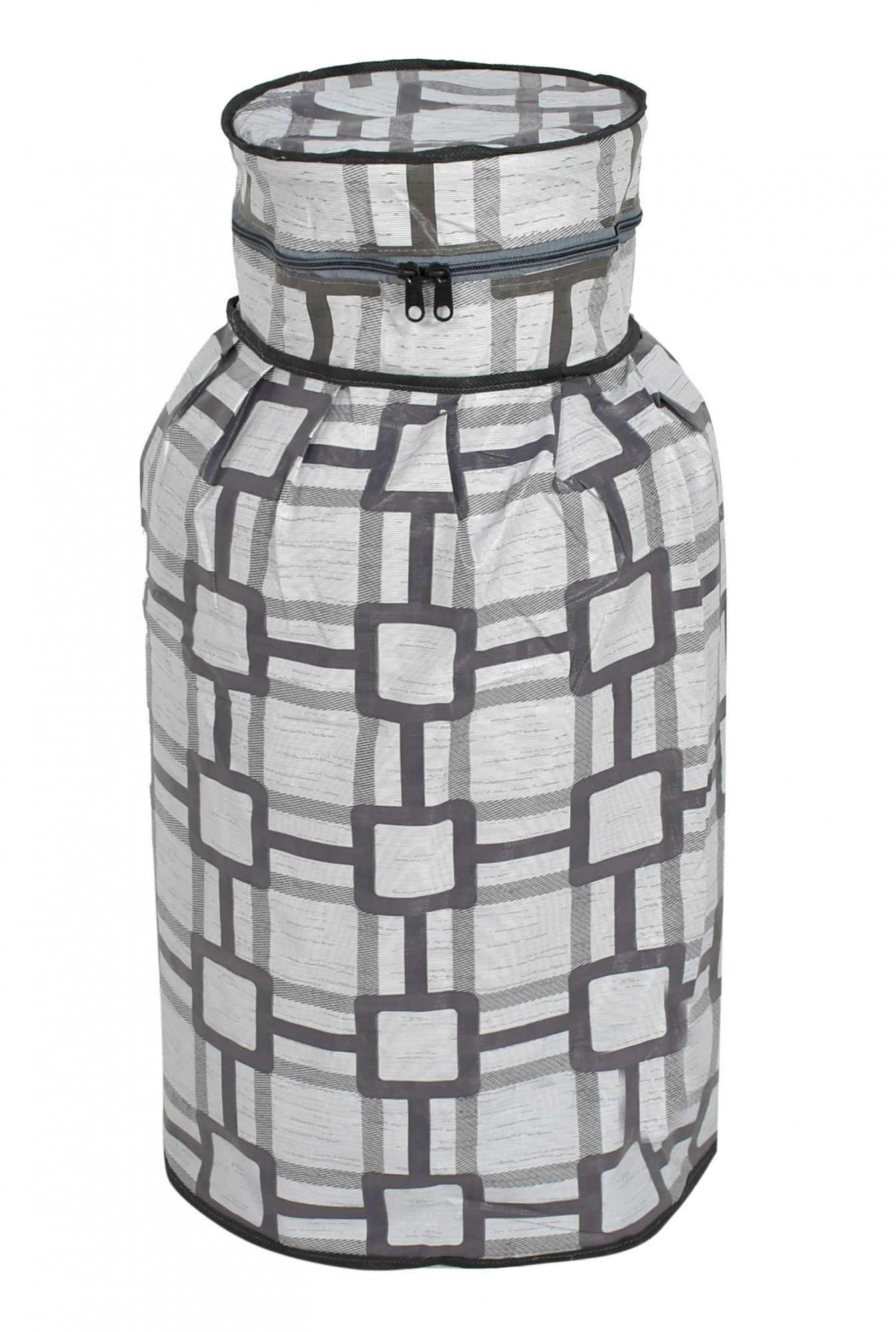 Kuber Industries Square Printed Stain Dust Proof PVC Lpg Gas Cylinder Cover (Grey)-HS43KUBMART25626, Standard