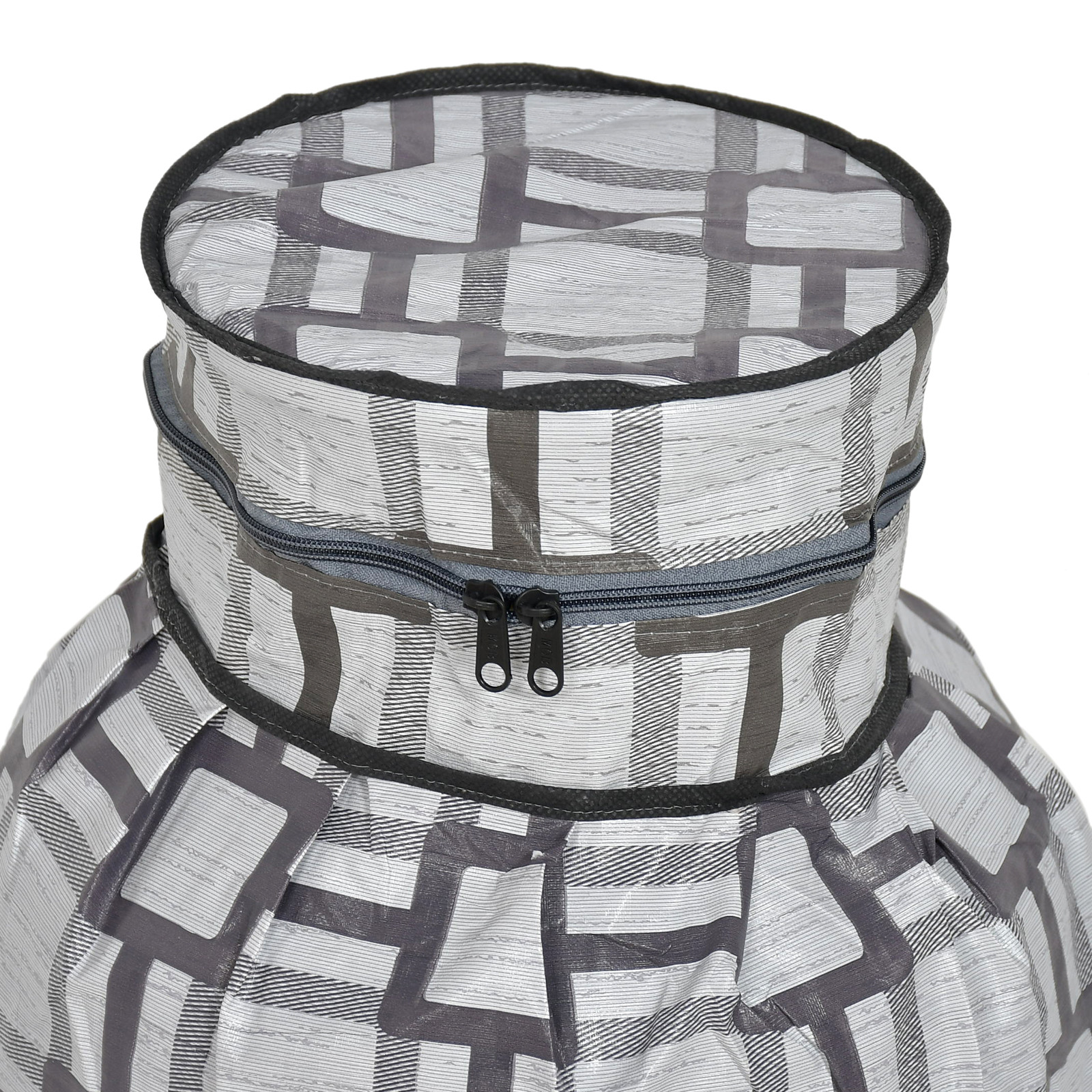 Kuber Industries Square Printed Stain/Dust/Water Proof PVC Lpg Gas Cylinder Cover- Pack of 2 (Grey)-HS43KUBMART25628