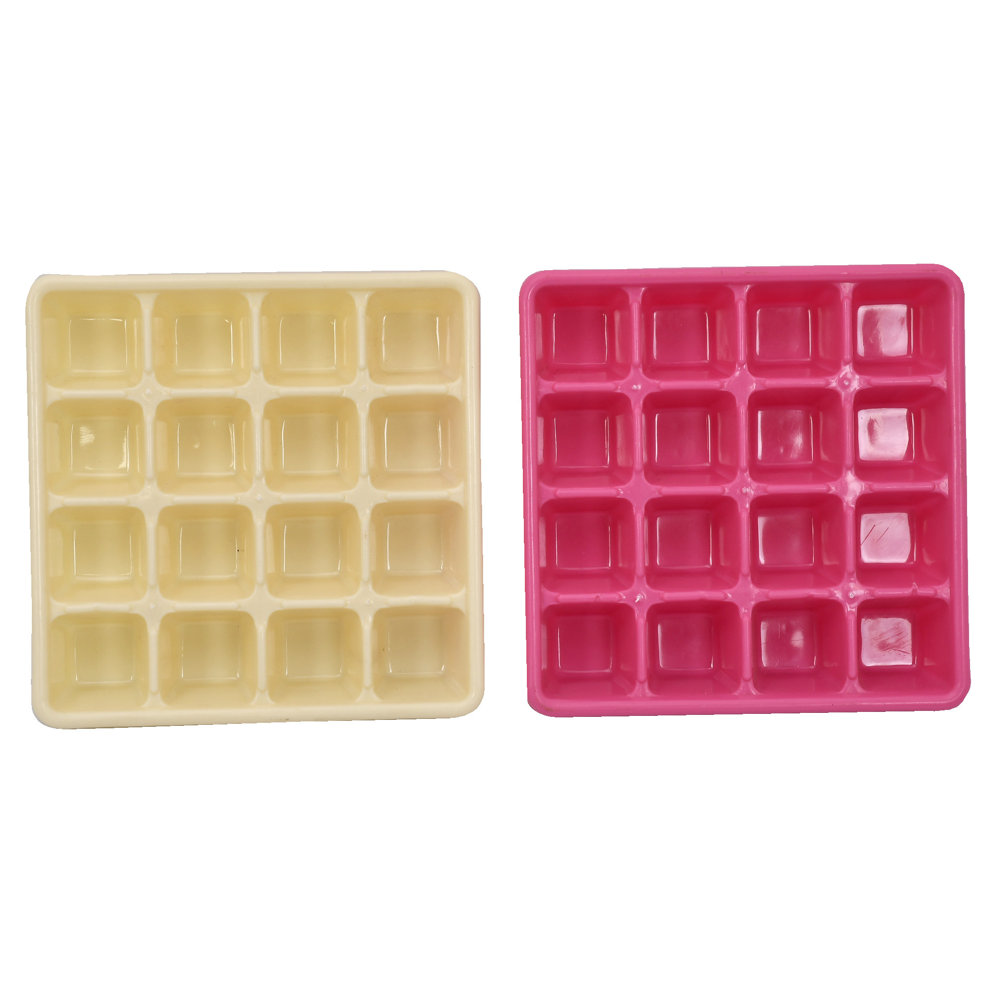 Kuber Industries Square Small Size 16 Cubes Plastic Unbreakable Virgin Plastic Ice Cube Tray (Multi)-KUBMART3202