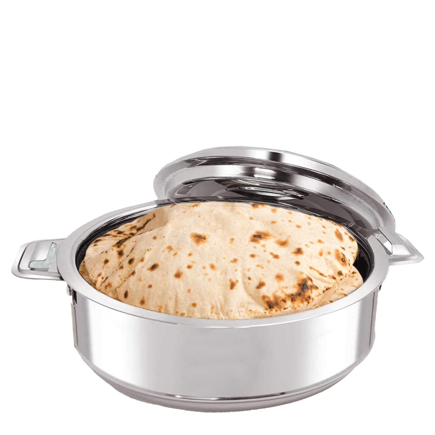 Kuber Industries Stainless Steel Casserole Box I 2000 ML |Elegant Chapati Box with Easy Lock Mechanism | Garam Puri & Roti Hot Box I Double Walled Heat Retention for Upto 8 hrs I Heavy Duty Gauge