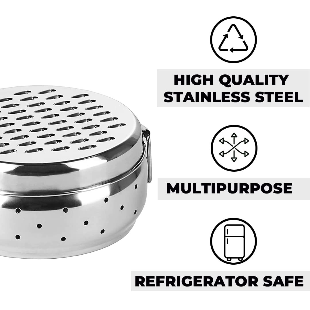 Kuber Industries Stainless Steel Grater with Storage|Stainless Steel, Multifunctional Use & Refrigerator Safe|Light Weight & Durable|Cheese,Carrot & Coconut Grater Lid with Ventilated Box