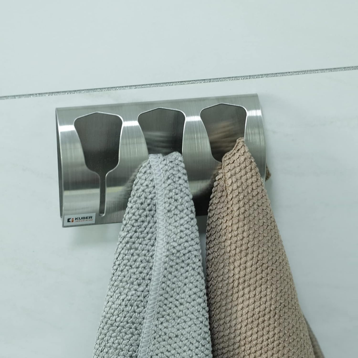 Kuber Industries Stainless Steel Towel Bar Holder|Cabinet Hanger Over Door Kitchen Hook|Holder|ZT-0401-3|Black