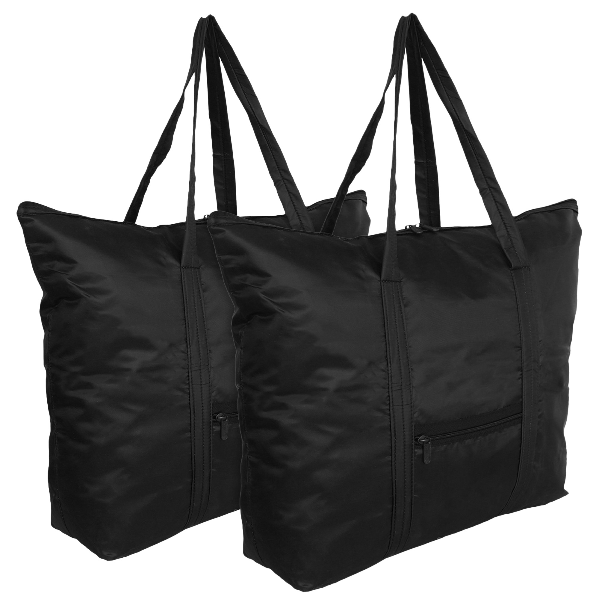 Kuber Industries Storage Bag | Clothes Storage Bag | Storage Bag with Handle | Parachute Shopping Bag | Grocery Hand Bag | Foldable Storage Bag | Front Pocket Storage Bag | Black