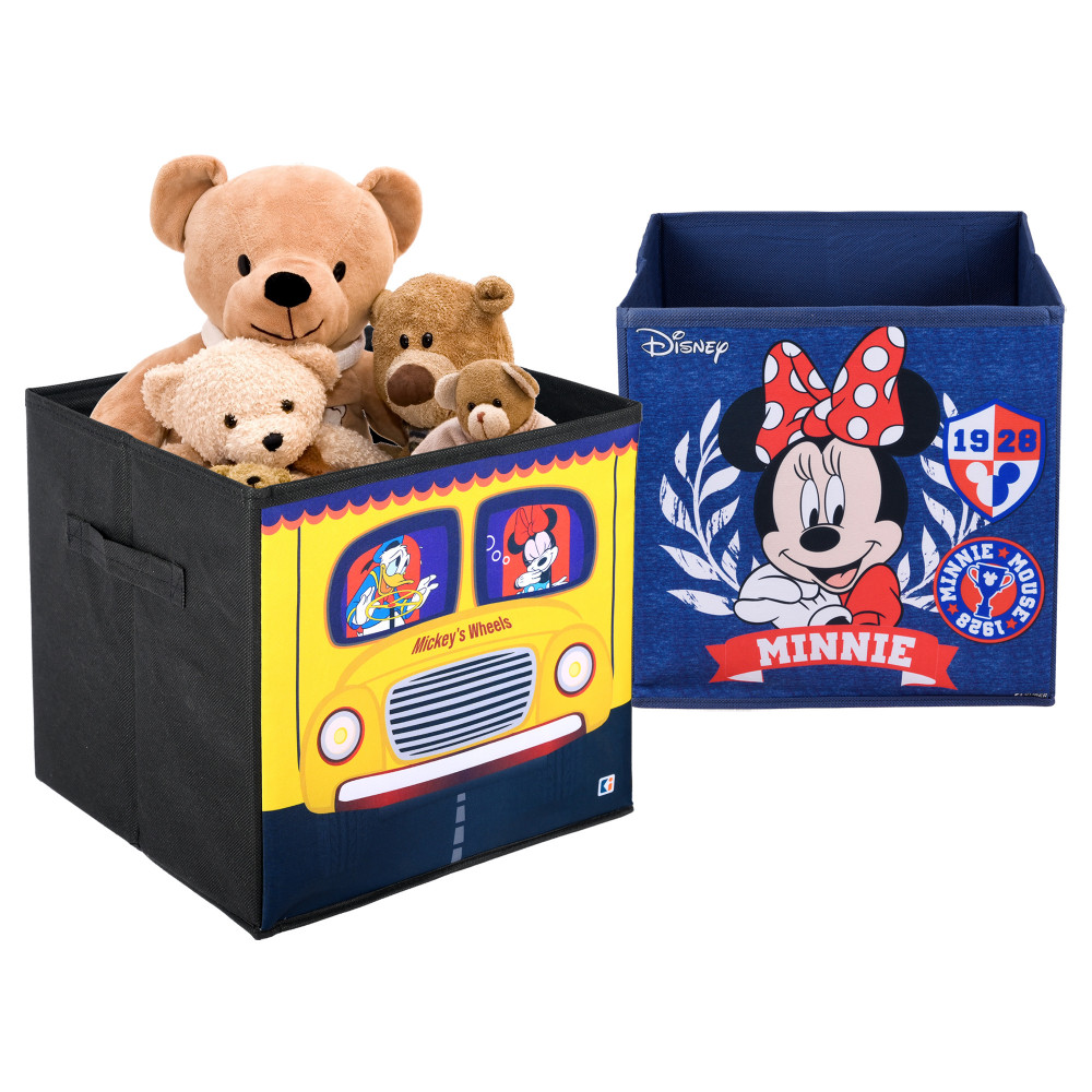Kuber Industries Storage Box | Square Toy Storage Box | Wardrobe Organizer for Clothes-Books-Toys | Stationary Organizer | Drawer Organizer Box with Handle | Disney-Print | Yellow &amp; Navy Blue