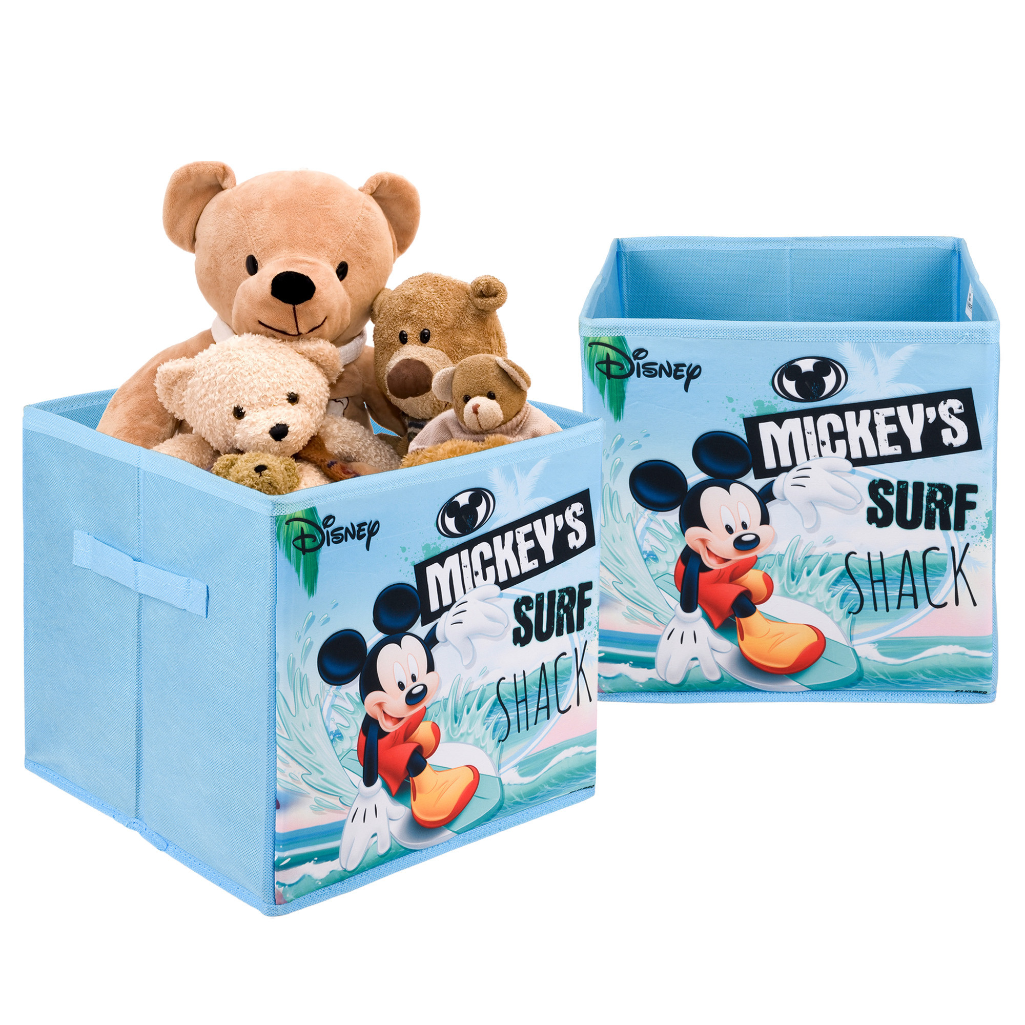 Kuber Industries Storage Box | Square Toy Storage Box | Wardrobe Organizer for Clothes-Books-Toys | Stationary Organizer | Drawer Organizer Box with Handle | Disney Mickey | Sky Blue