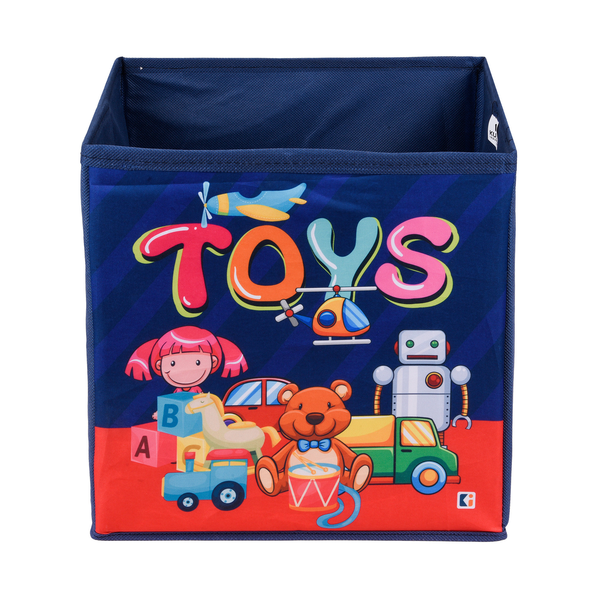Kuber Industries Storage Box | Square Toy Storage Box | Wardrobe Organizer for Clothes-Books-Toys-Stationary | Drawer Organizer Box with Handle | Disney-Print | Navy Blue & Sky Blue