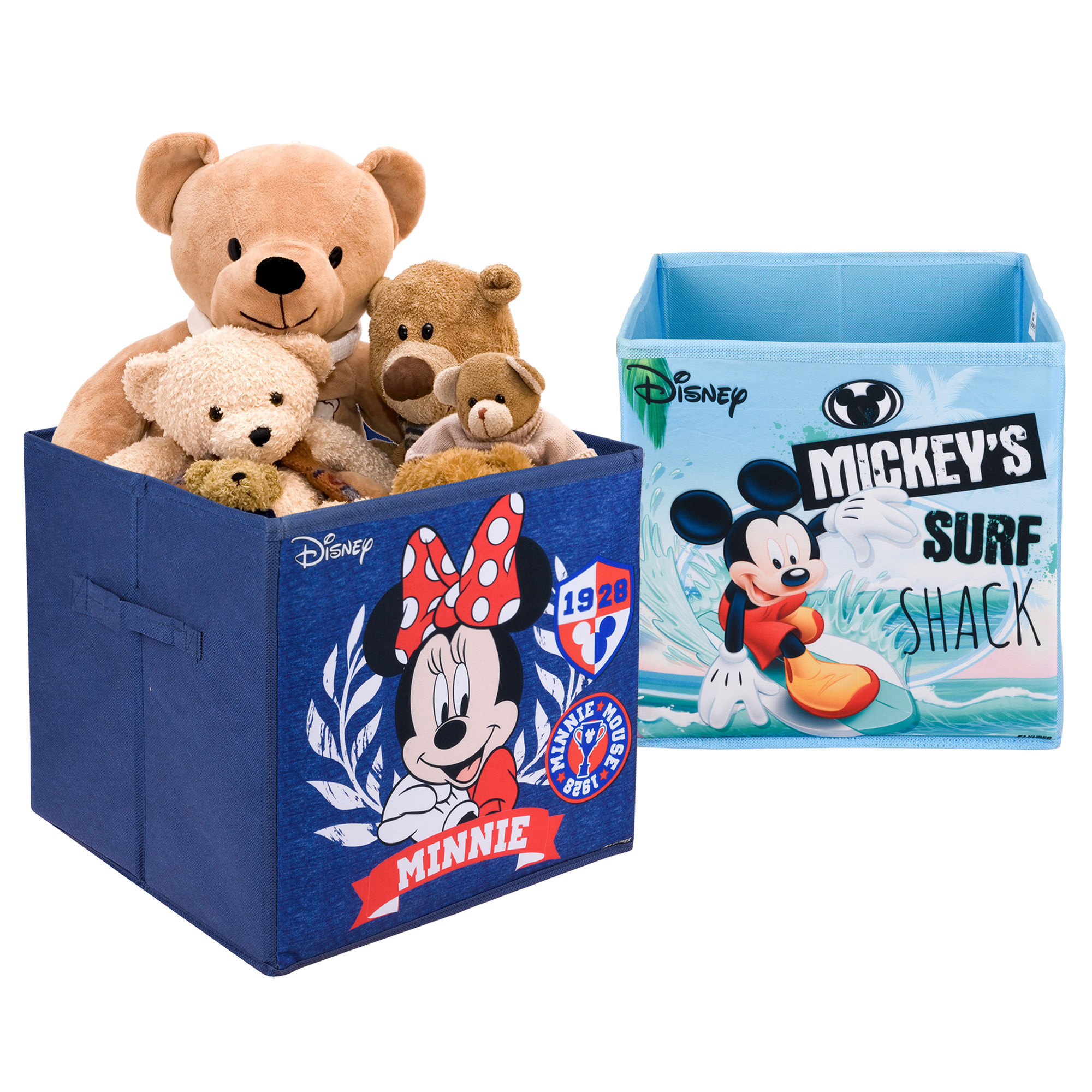 Kuber Industries Storage Box | Square Toy Storage Box | Wardrobe Organizer for Clothes-Books-Toys-Stationary | Drawer Organizer Box with Handle | Disney-Print | Navy Blue & Sky Blue