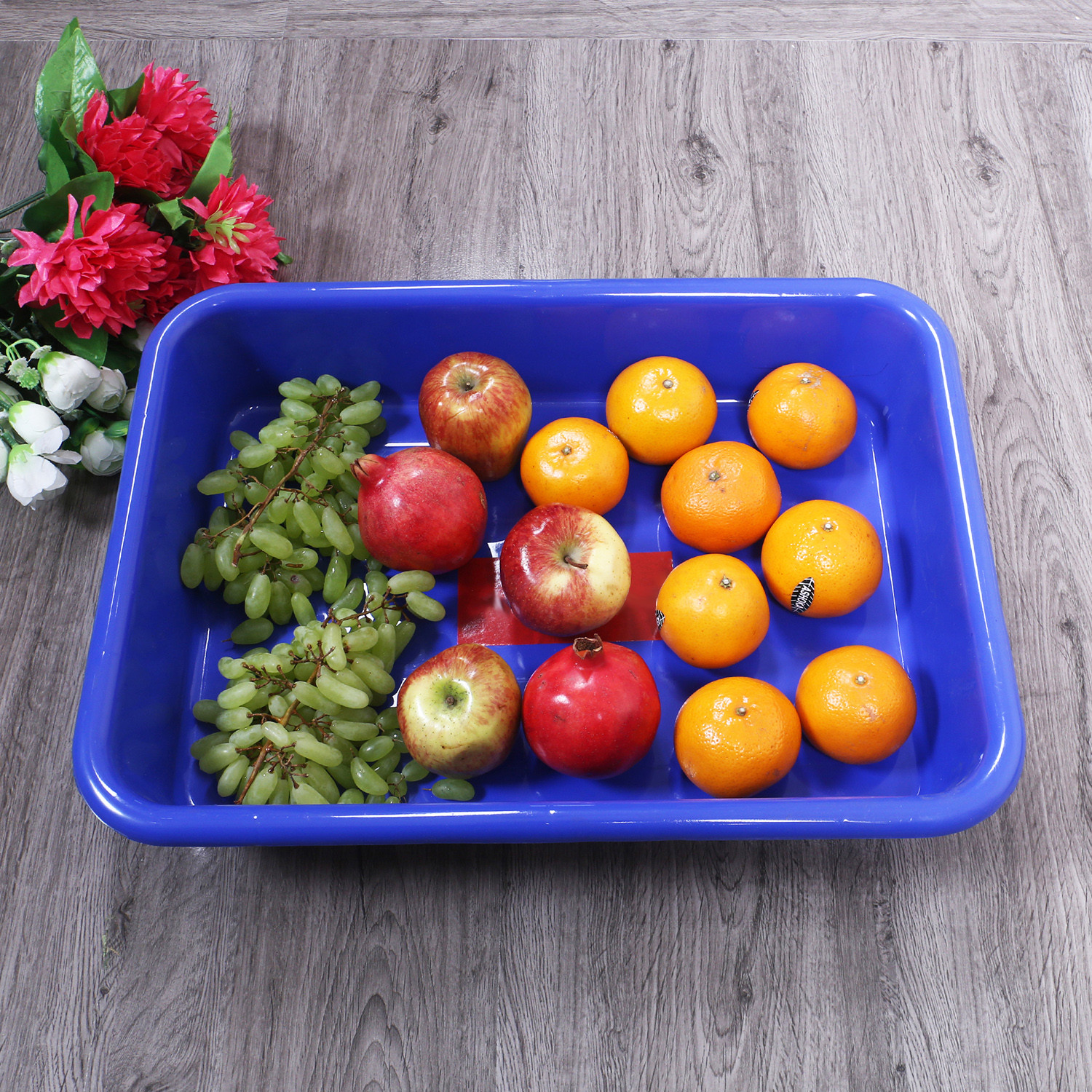 Kuber Industries Storage Tray|Versatile Plastic Storage Organizer|Rectangular Tray for Kitchen Storage|Storage Tray for office|Exel Tray 555|Pack of 2 (Blue & Red)