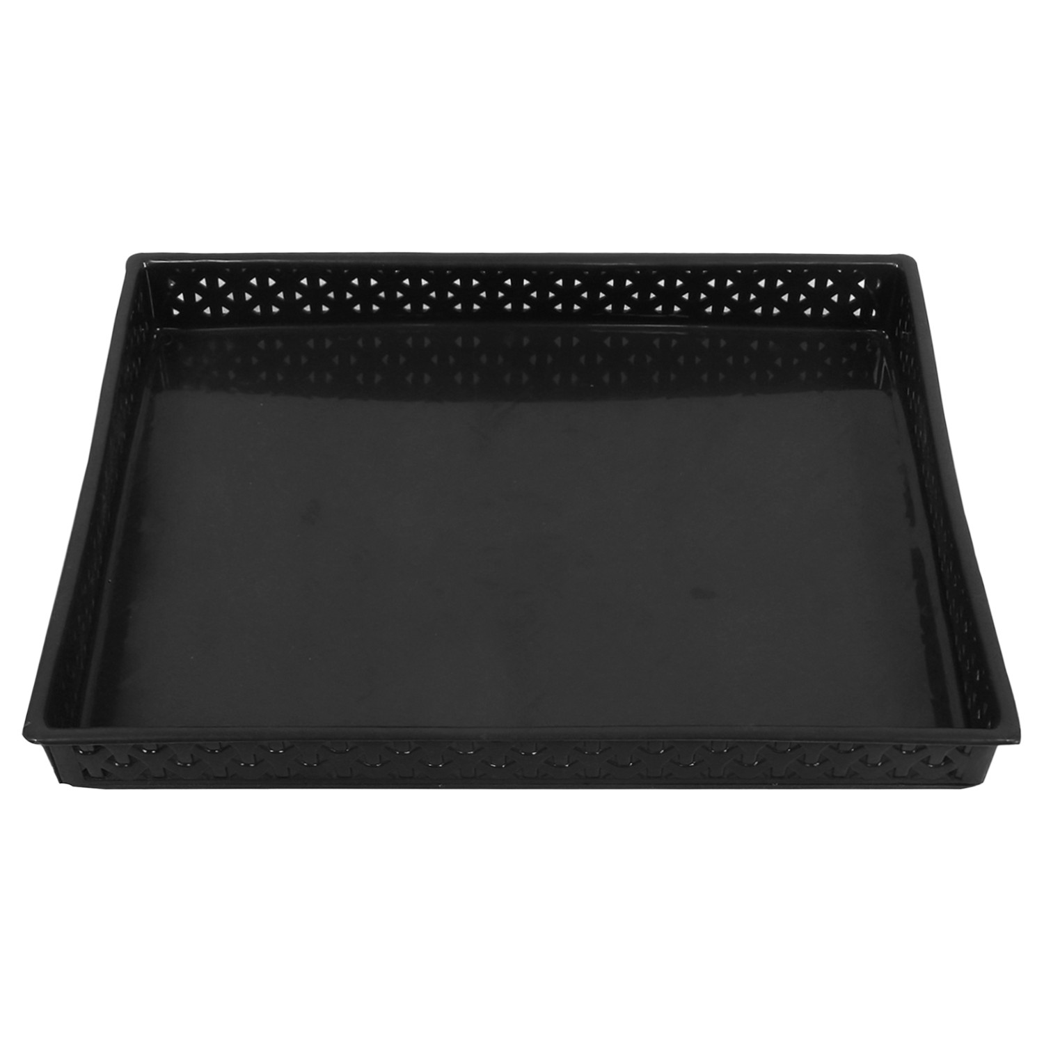 Kuber Industries Storage Tray|Versatile Plastic Storage Organizer|Rectangular Tray for Kitchen Storage|Storage Tray for office|ALEXA-15 (Black)