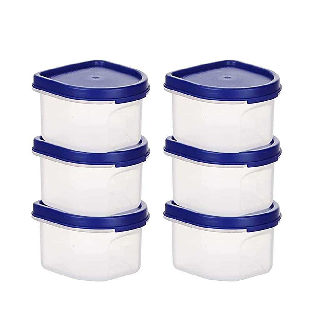Kuber Industries Storage Utility Container|Plastic Unbreakable Food Storage Jar|Leak Roof,BPA Free Food Kitchen Organizer with Lid,250 ML,Pack of 6 (White)