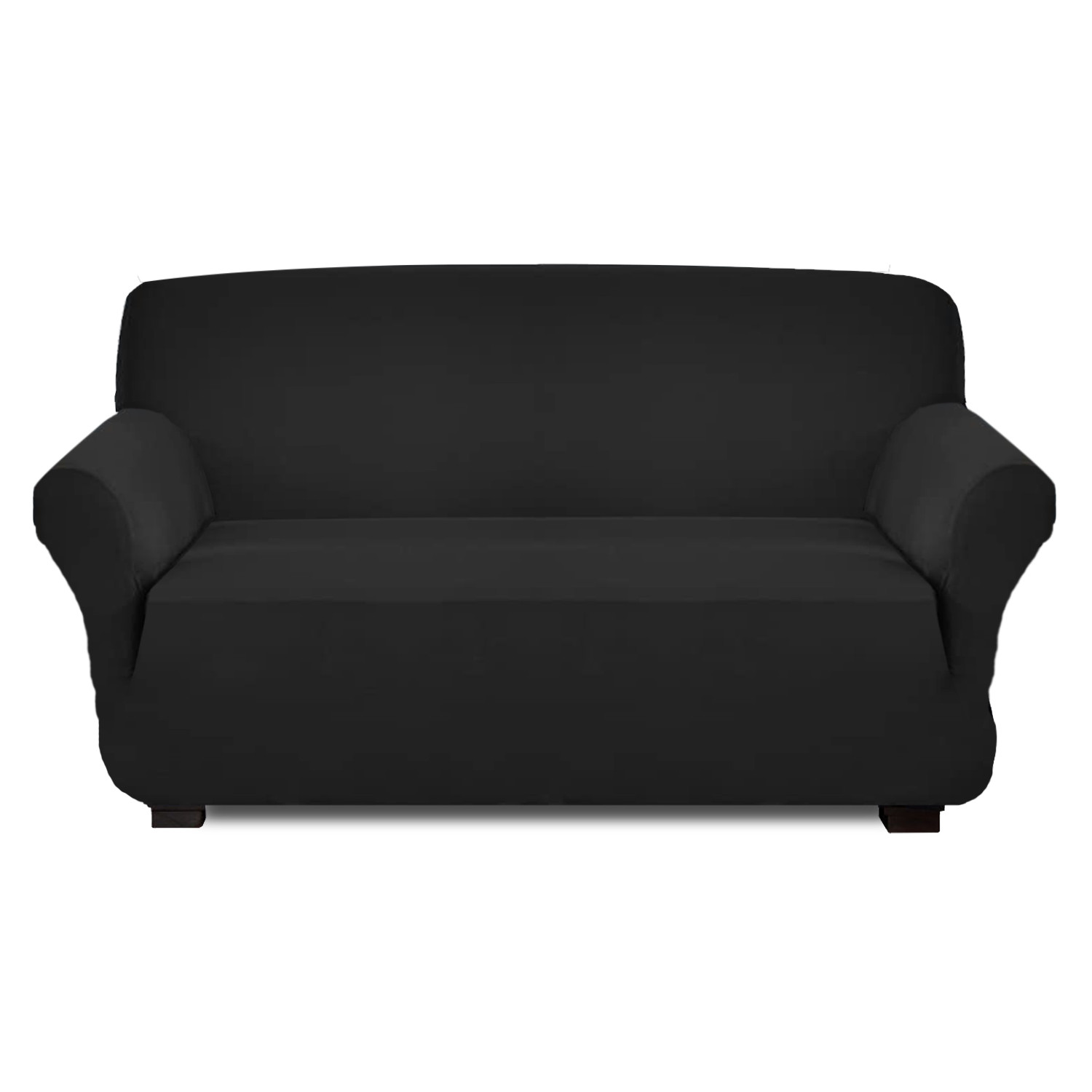 Kuber Industries Stretchable, Non-Slip Polyster 3 Seater Sofa Cover/Slipcover/Protector With Foam Stick (Black)