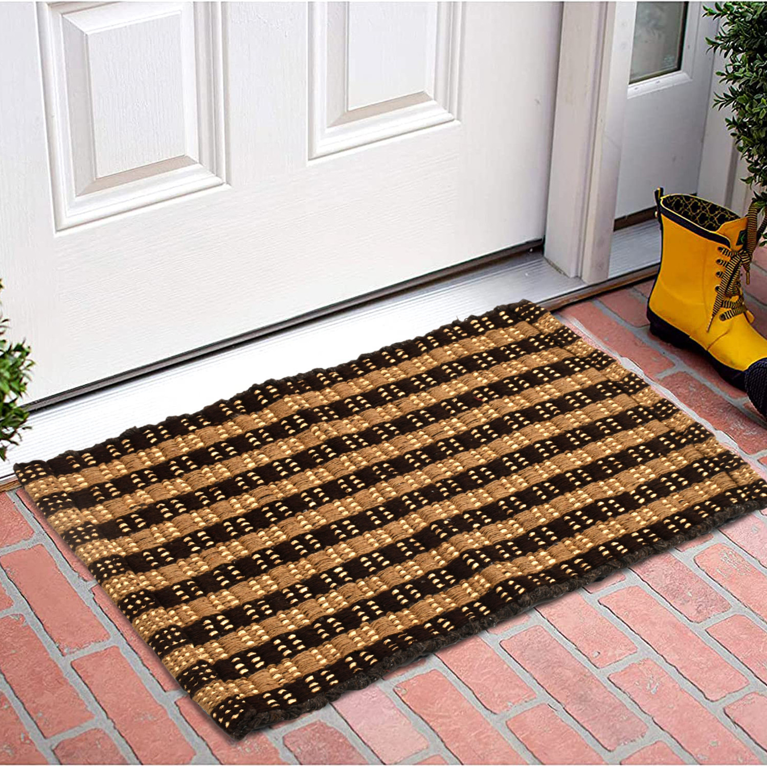 Kuber Industries Strips Design Multiuses Washable Cotton Door Mat, Bathmat, 23