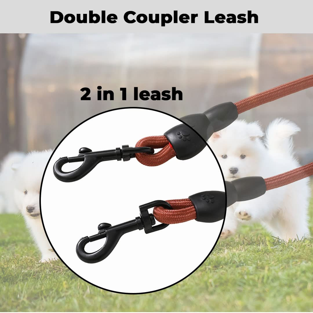 Kuber Industries Strong Dog Rope Leash with Comfortable Padded Handle, Coffee
