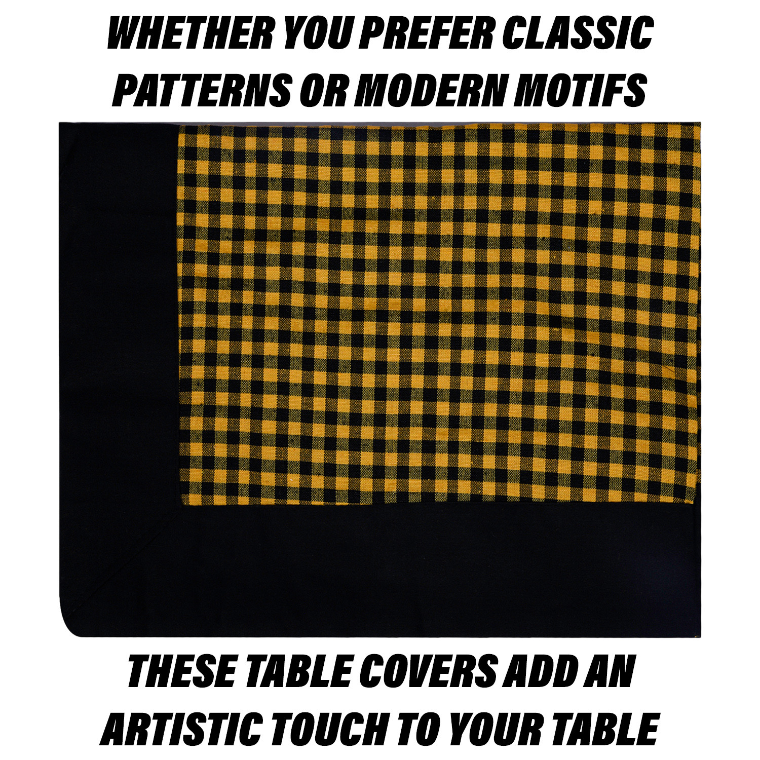 Kuber Industries Table Cover | Cotton Dining Table Cover | Table Cloth | Center Table Cover | Table Cover for Kitchen Table | Barik Check Table Cover for Hall Décor | 54 Inch | Yellow