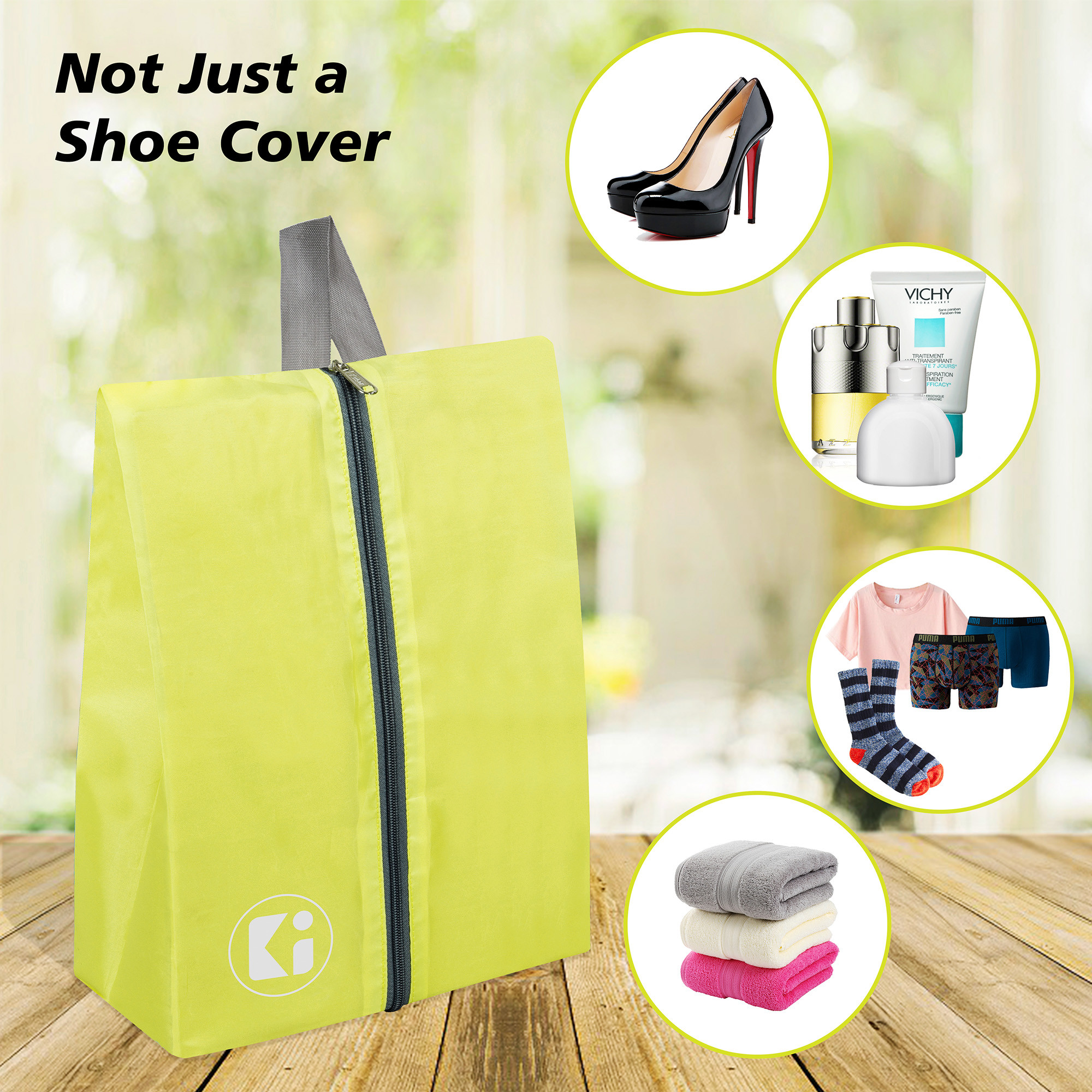 Kuber Industries Travel Organizer | Travel Shoe Carrying Bag | Toiletry Pouch with Zipper | Shoe Cover for Travel-Hiking-Adventure | Multipurpose Storage Organizer Bag | Yellow