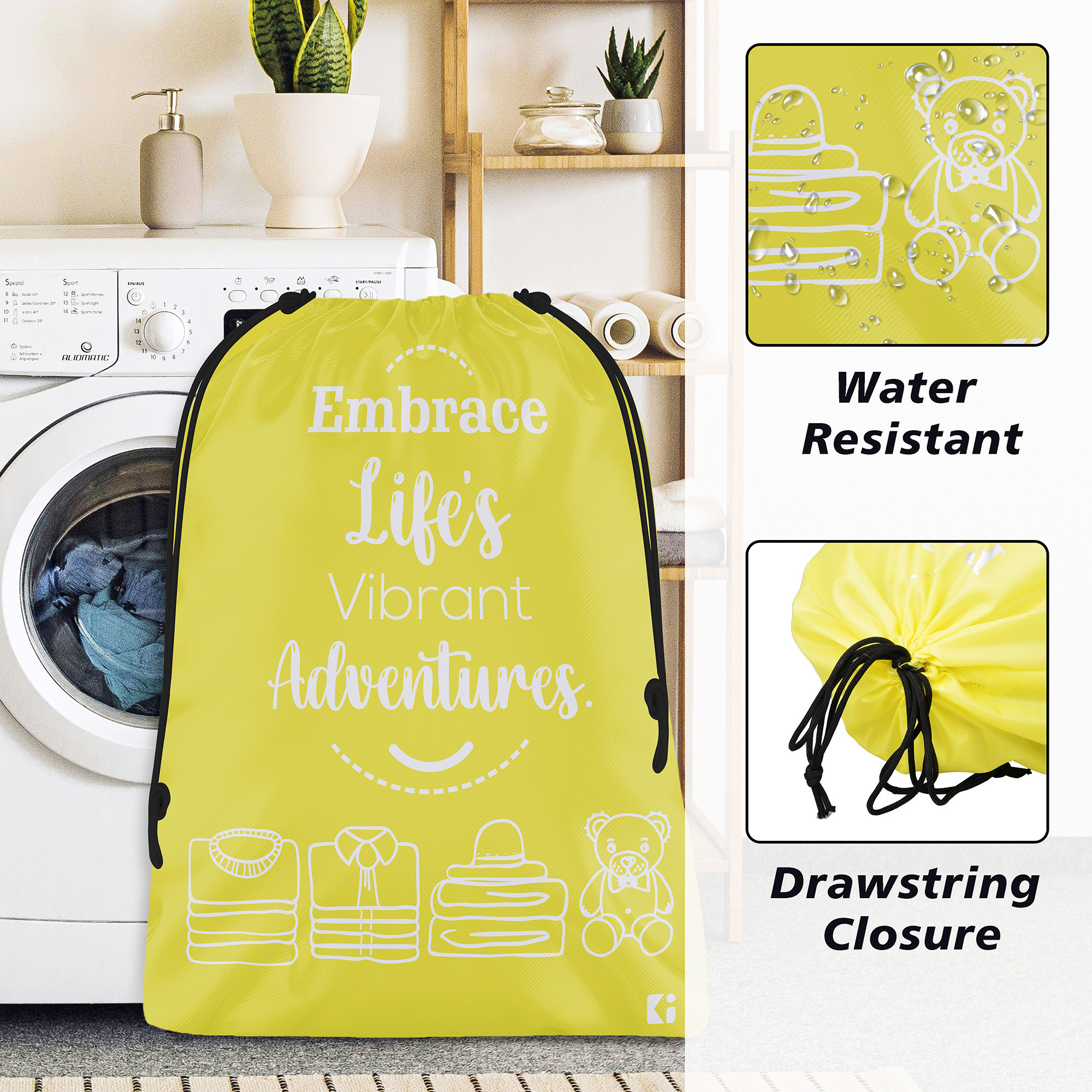 Kuber Industries Travel Organizer Combo Set | Cloth Storage Bags Set | Water-Resistant Organizer for Shoe-Garments-Laundry-Lingerie | Cloth Carrying Bag | Small-Medium-Large | Yellow