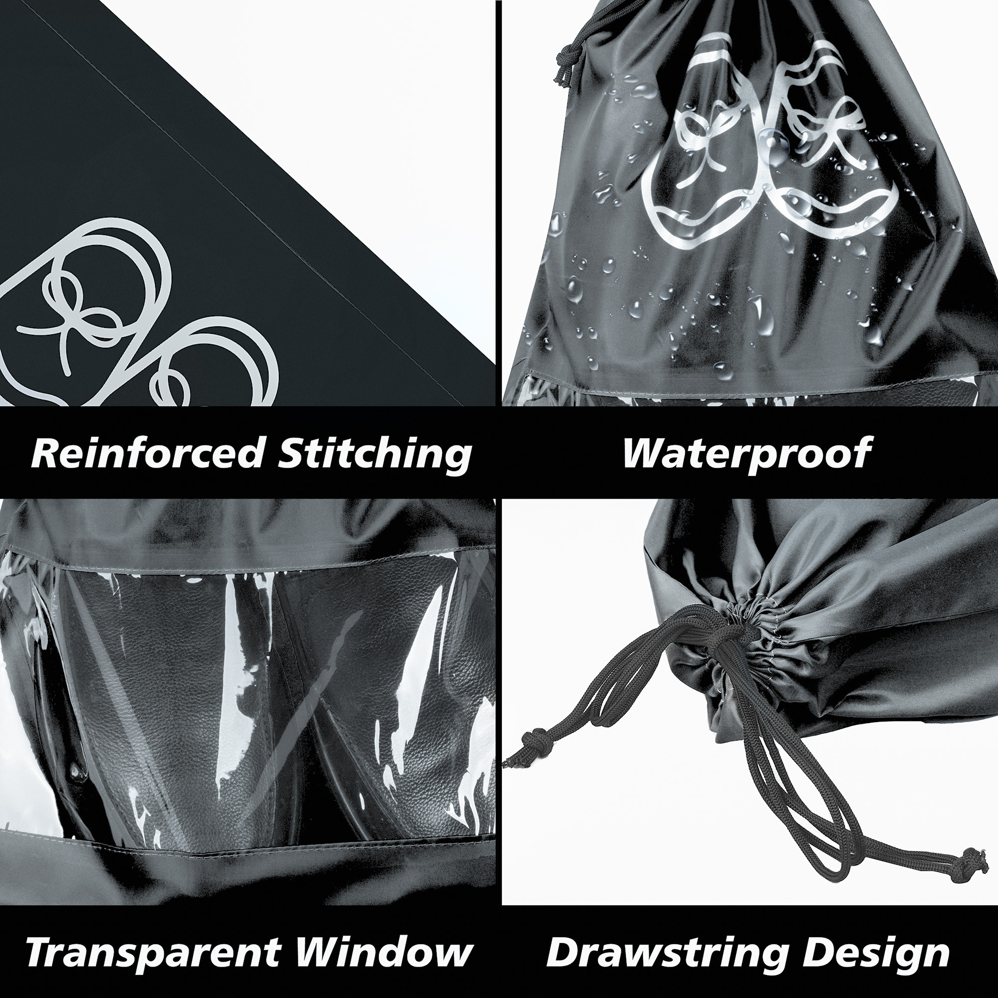 Kuber Industries Travel Shoe Organizer | Storage Bags | Travel Carrying Bag | Storage Organizers Set | Shoe Cover with Transparent Window | Shoe Dori Cover | Black & Gray