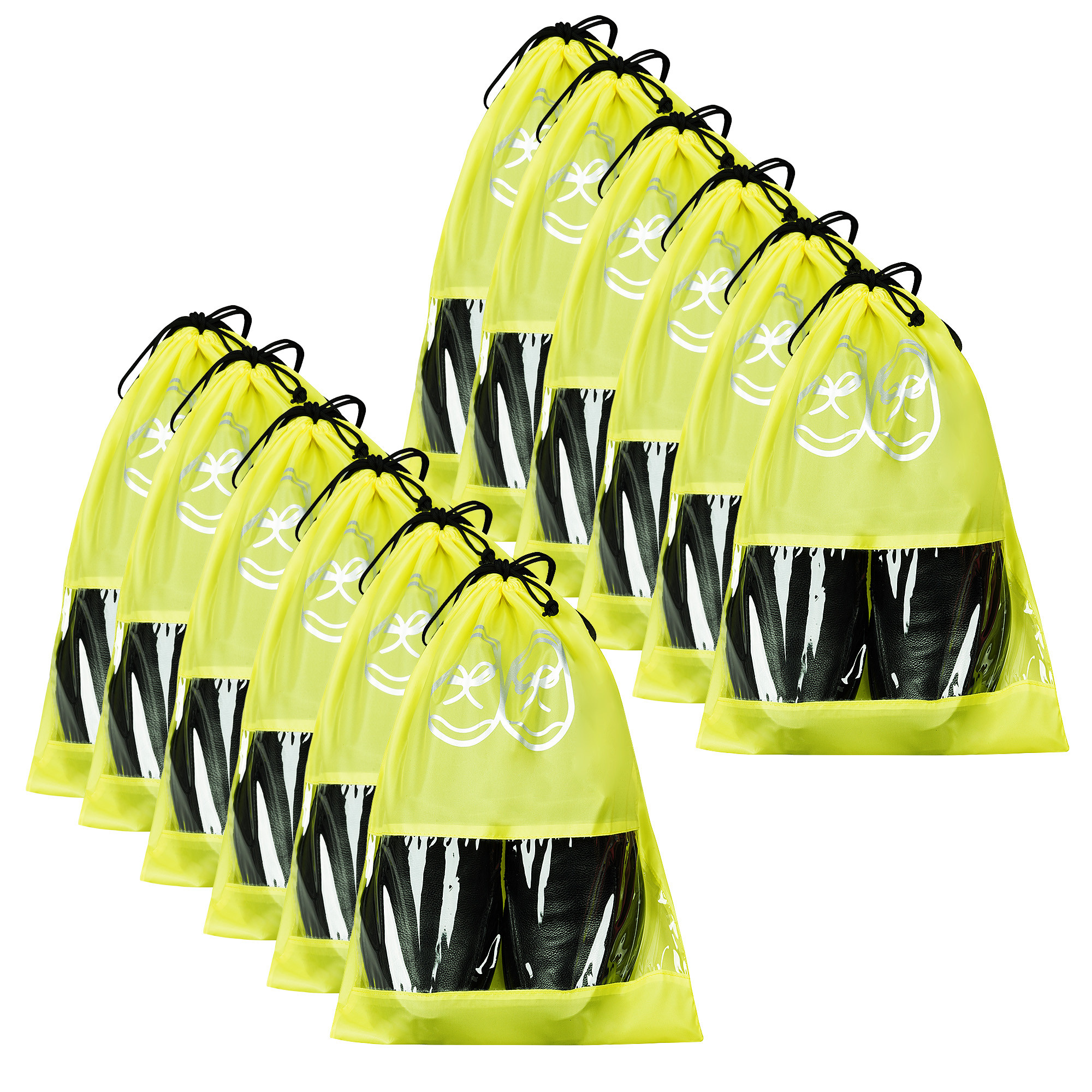 Kuber Industries Travel Shoe Organizer | Storage Bags for Travel | Travel Shoe Carrying Bag | Storage Organizers Set | Shoe Cover with Transparent Window | Shoe Dori Cover | Yellow