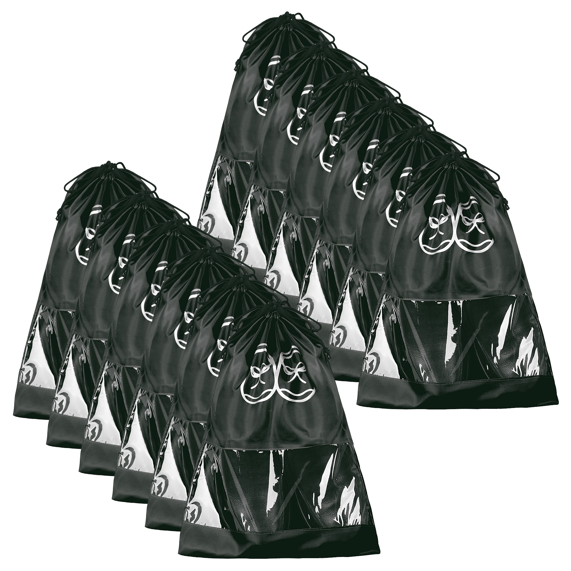 Kuber Industries Travel Shoe Organizer | Storage Bags for Travel | Travel Shoe Carrying Bag | Storage Organizers | Shoe Cover with Transparent Window | Shoe Dori Cover | Black