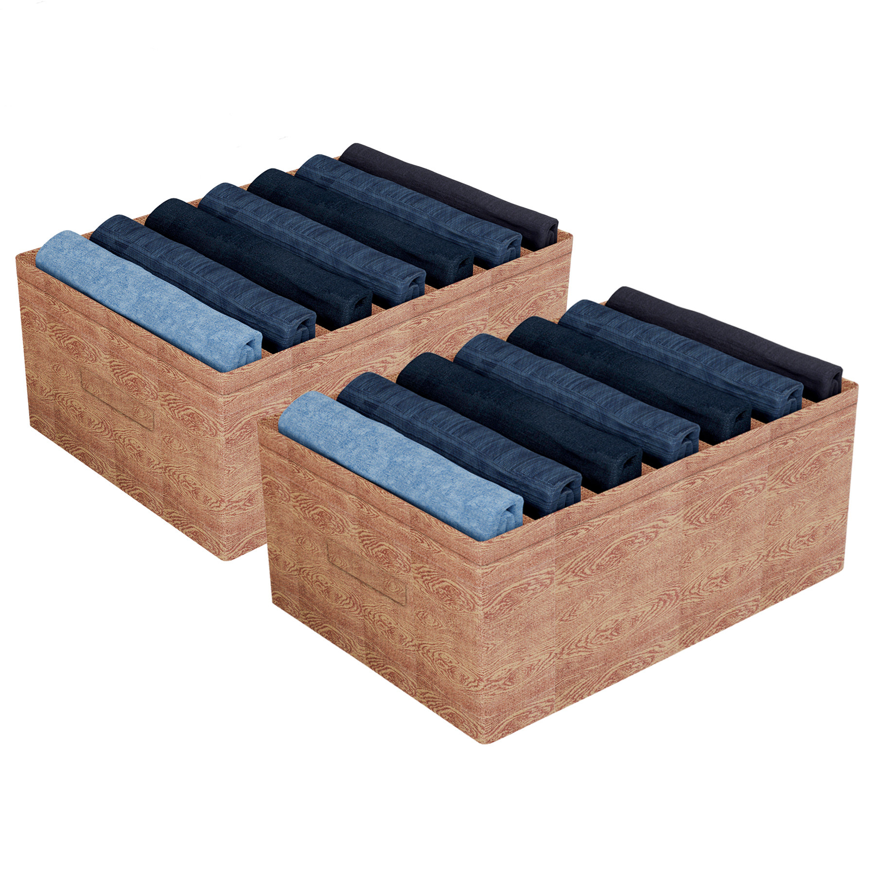 Kuber Industries Trouser Box | Wardrobe Organizer | Clothes Organizer | Storage Box for Pants-Shirt-Sweaters-Bra Panty-Socks | 7-Grid Closet Organizer | Medium | Wooden