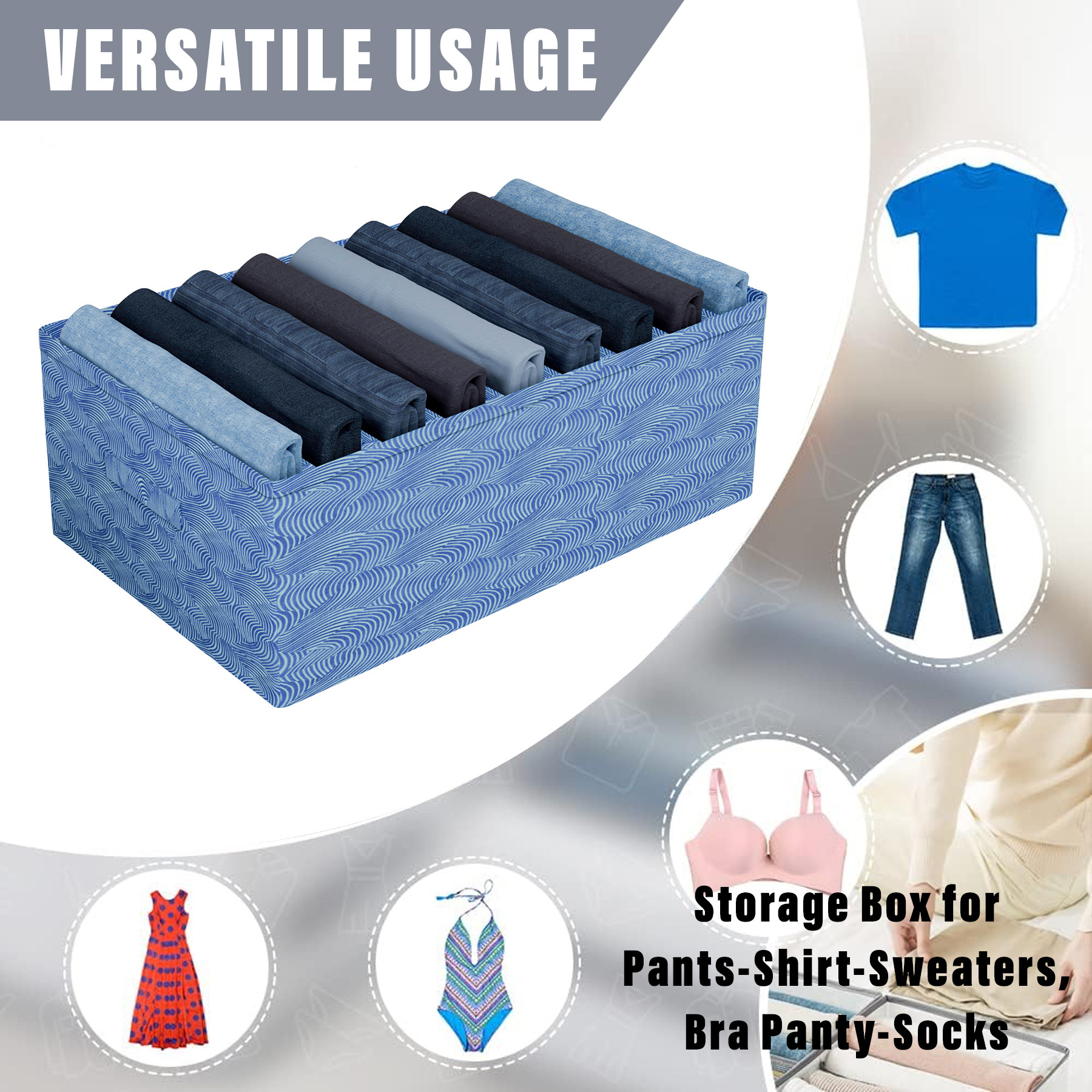 Clothing storage box multi-functional transparent visible clothing  underwear storage artifact foldable portable trouser box - AliExpress