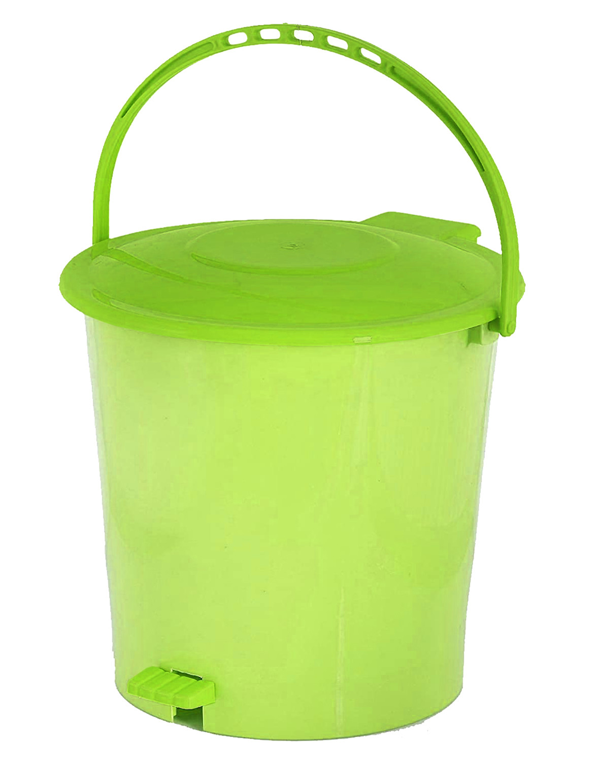 Kuber Industries Ultra Plastic Garbage Waste Pedal Dustbin for Home, Office with Handle, 5 Liters (Green)-KUBMART3024
