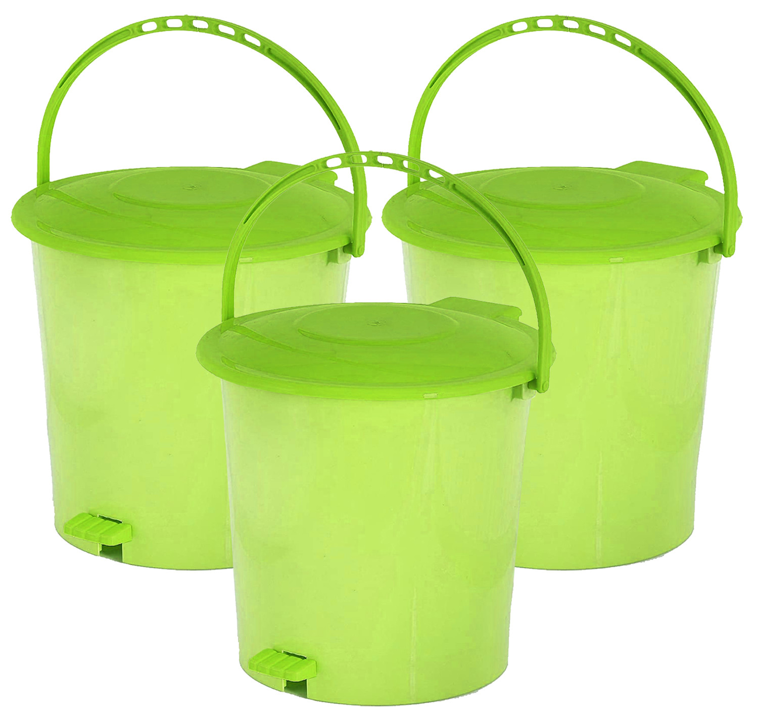 Kuber Industries Ultra Plastic Garbage Waste Pedal Dustbin for Home, Office with Handle, 5 Liters (Green)-KUBMART3024