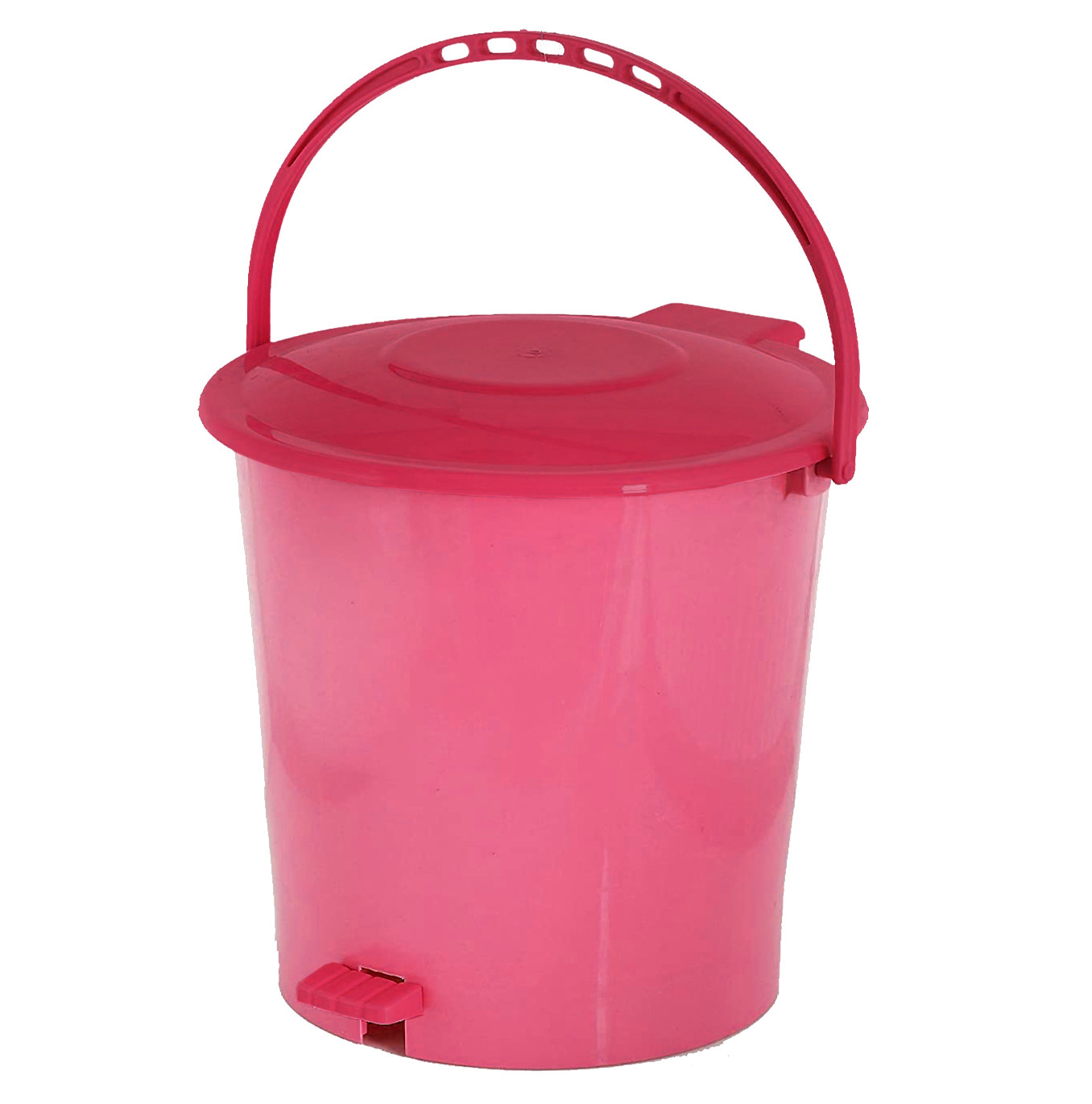 Kuber Industries Ultra Plastic Garbage Waste Pedal Dustbin for Home, Office with Handle, 5 Liters (Pink)-KUBMART3016