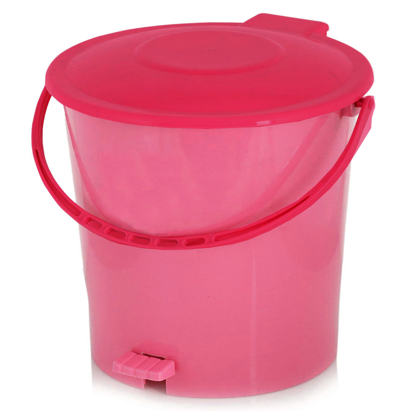 Kuber Industries Ultra Plastic Garbage Waste Pedal Dustbin for Home, Office with Handle, 5 Liters (Pink)-KUBMART3016