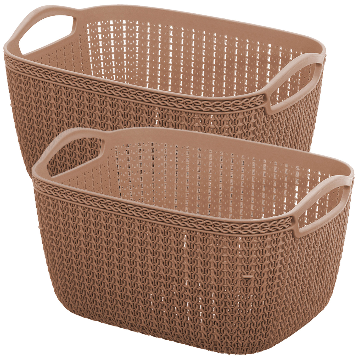 Kuber Industries Unbreakable Plastic Multipurpose Large Size Flexible Storage Baskets / Fruit Vegetable Bathroom Stationary Home Basket with Handles (Brown) -CTKTC37811