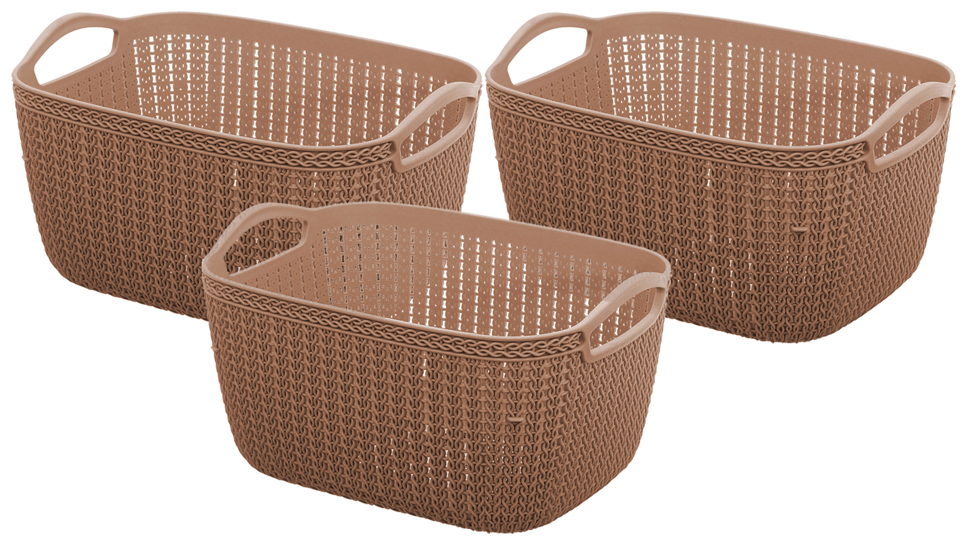 Kuber Industries Unbreakable Plastic Multipurpose Large Size Flexible Storage Baskets / Fruit Vegetable Bathroom Stationary Home Basket with Handles (Brown) -CTKTC37811