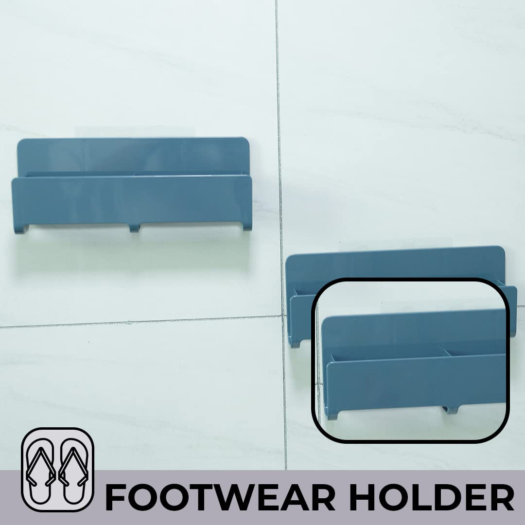 Kuber Industries Wall Mounted Shoe Rack for Home|Quality ABS/PVC|Compact & Durable|Self-Adhesive|Unique Design|Shoe Stand For Bathroom & Bedroom|Pack of 2|1354A|Blue