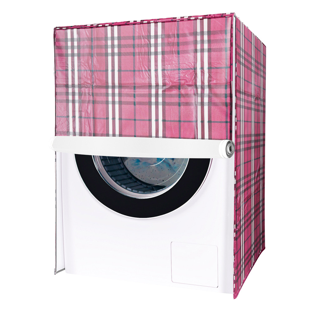 Kuber Industries Washing Machine Cover | Big Check Design Washing Machine Cover | Soft PVC | Front Load Washing Machine Cover | Maroon