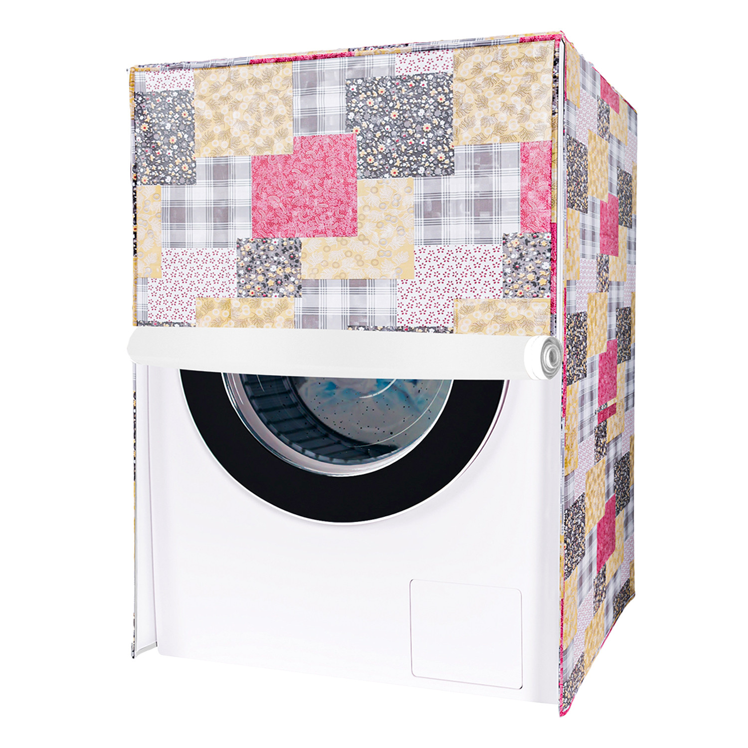 Kuber Industries Washing Machine Cover | Black Small Flower Print Washing Machine Cover | PVC Front Load Washing Machine Cover | Multi