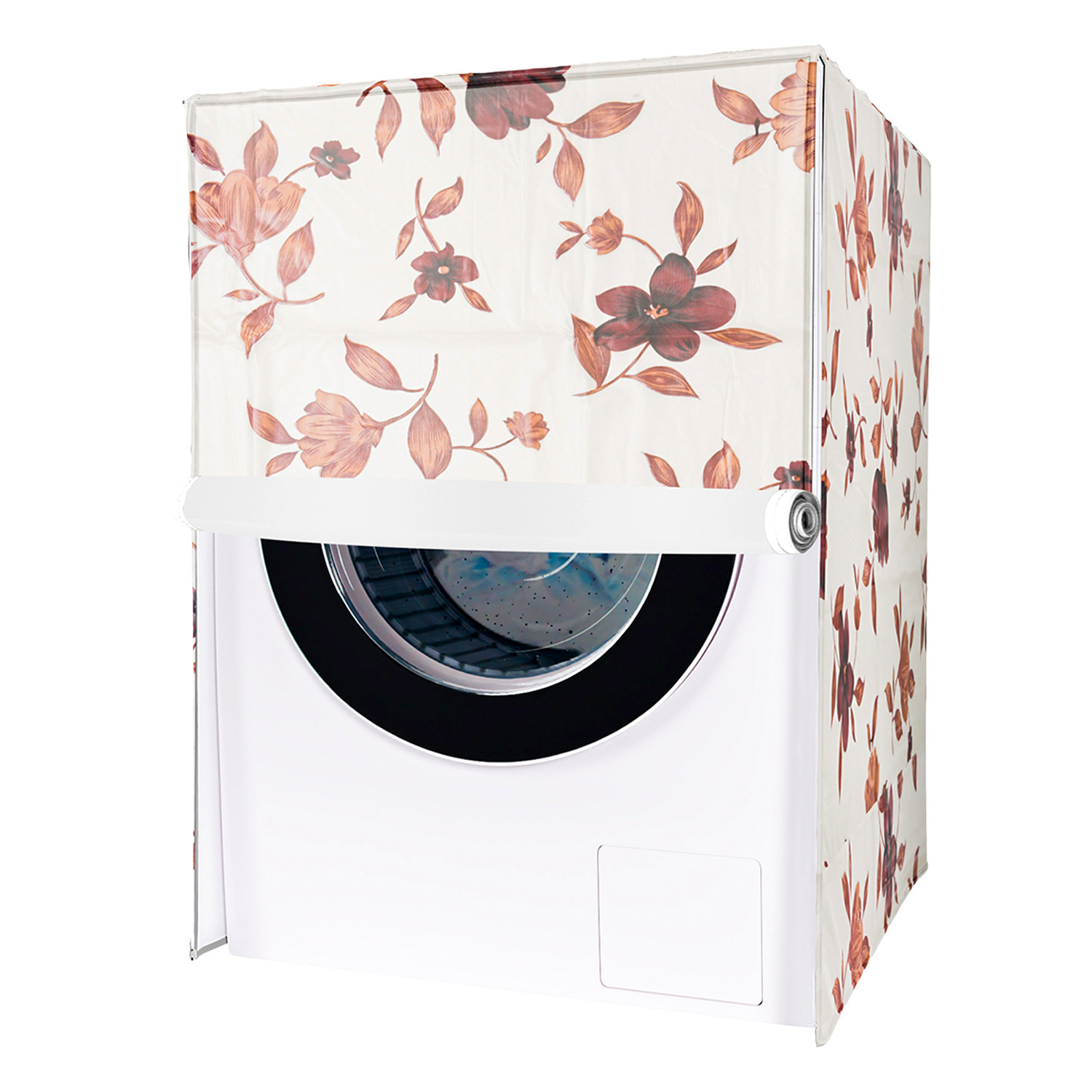 Kuber Industries Washing Machine Cover | Cream Printed Washing Machine Cover | Soft PVC | Front Load Washing Machine Cover | Cream
