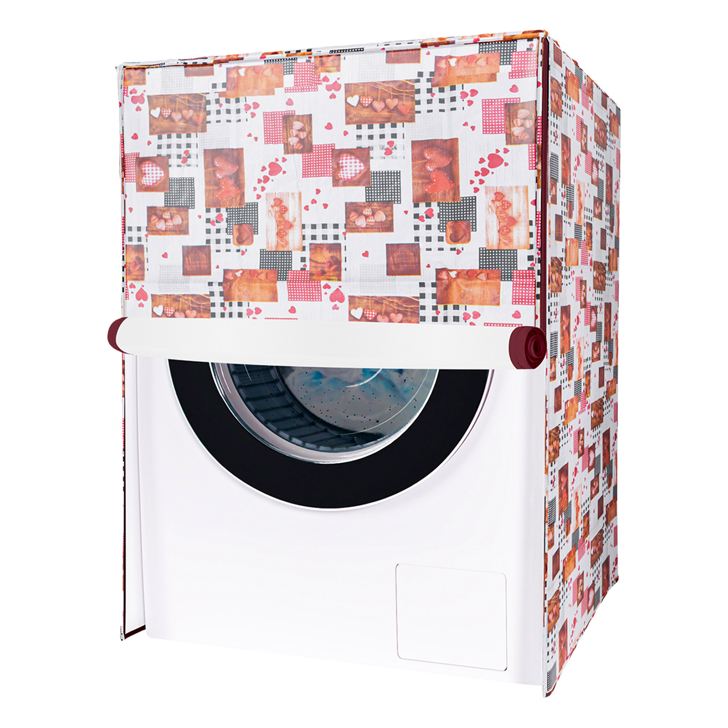Kuber Industries Washing Machine Cover | Dil Check Print Washing Machine Cover | Soft PVC | Front Load Washing Machine Cover | White