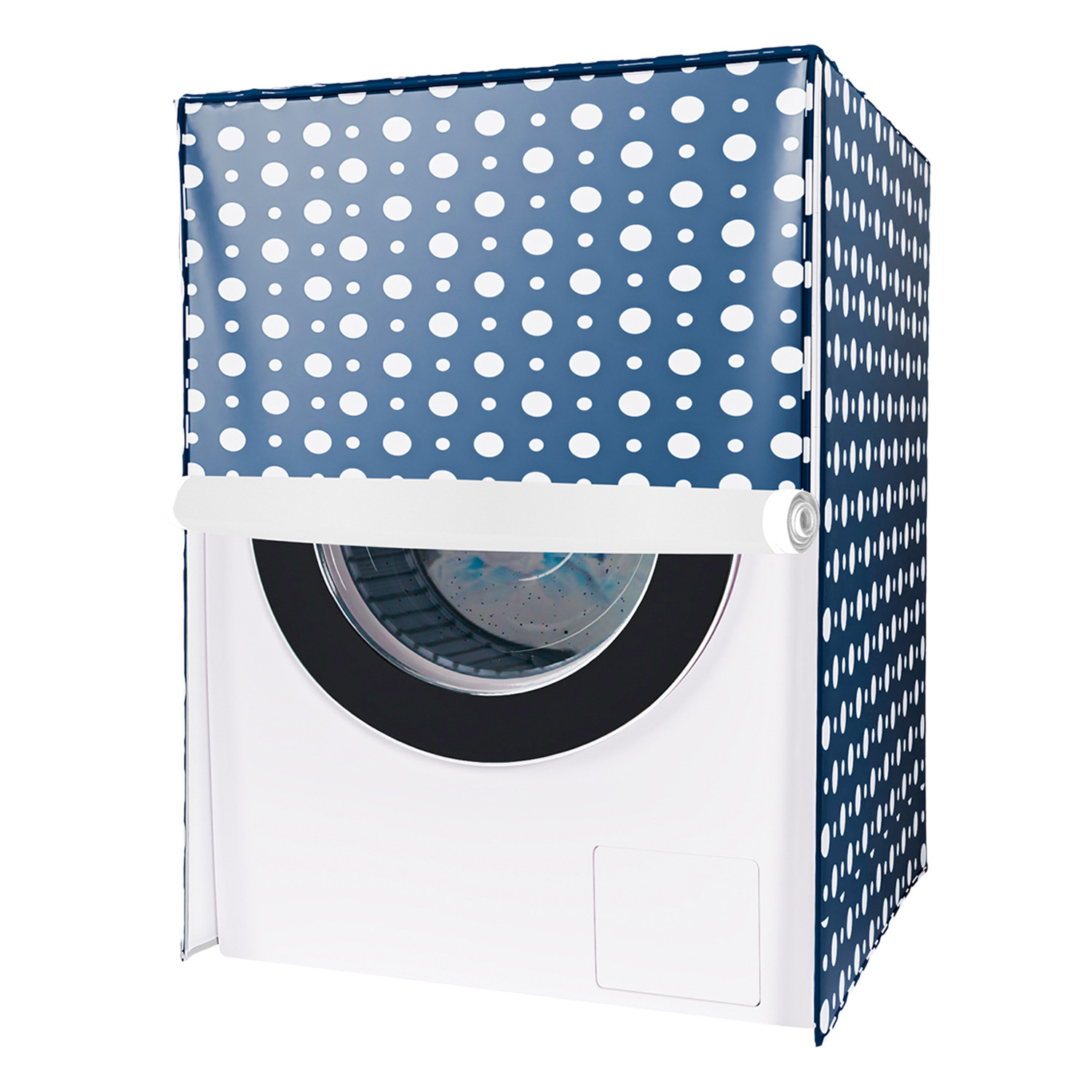 Kuber Industries Washing Machine Cover | Dot Print Washing Machine Cover | PVC | Front Load Washing Machine Cover | Blue
