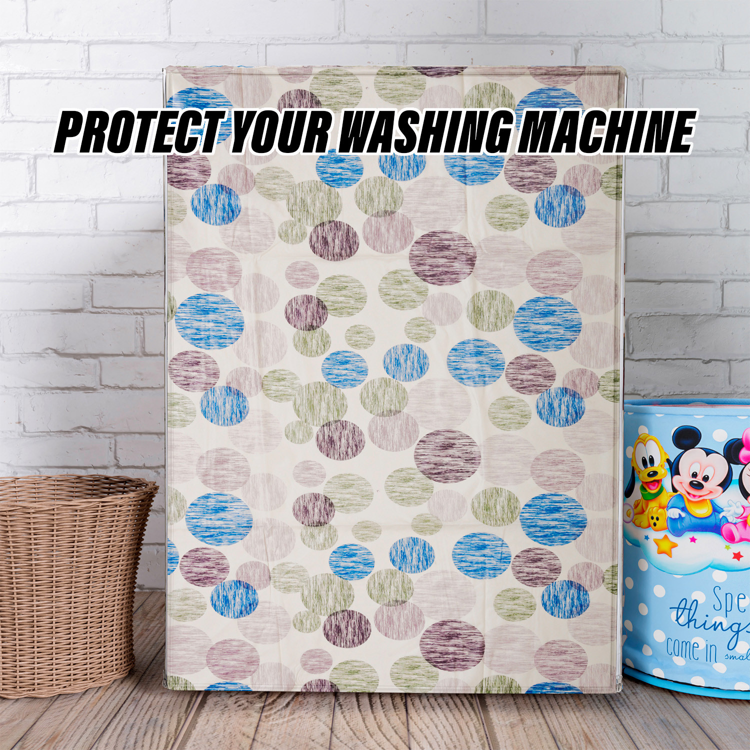 Kuber Industries Washing Machine Cover | Dot Print Washing Machine Cover | Soft PVC Front Load Washing Machine Cover | Multi