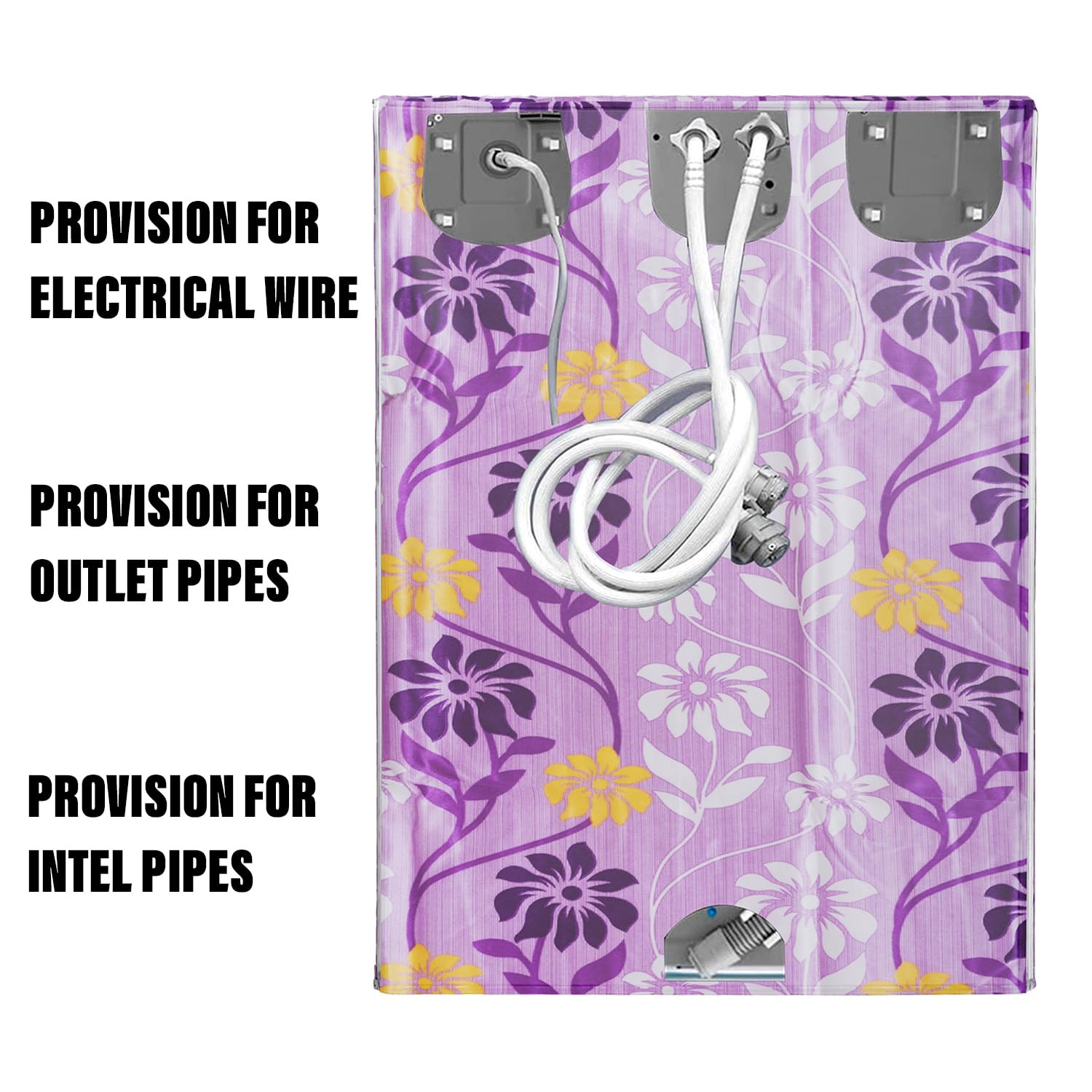 Kuber Industries Washing Machine Cover | Flower Print Washing Machine Cover | Knitting Polyester | Top Load Semi-Automatic Washing Machine Cover | Purple