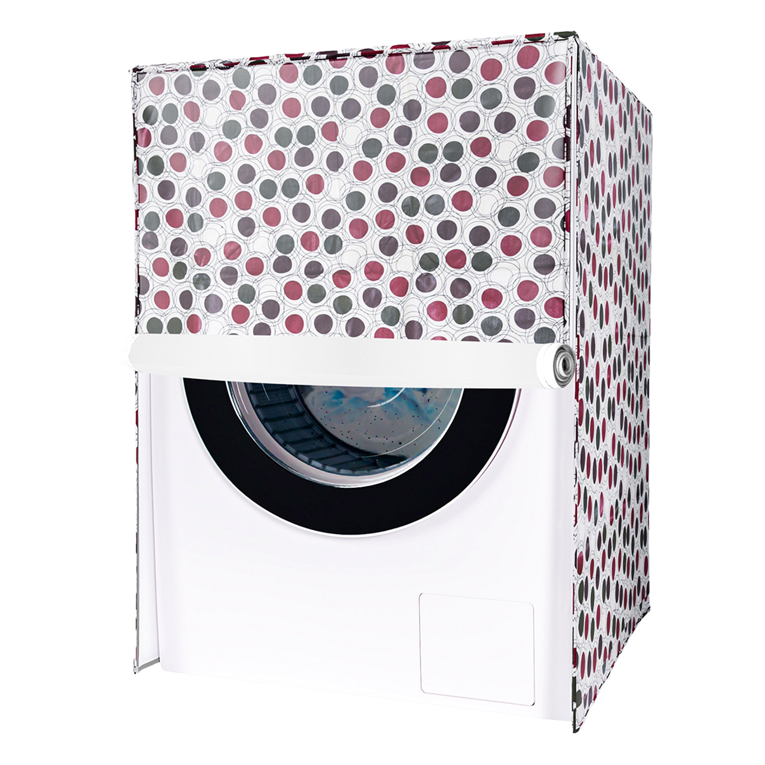 Kuber Industries Washing Machine Cover | Multi Dot Print Washing Machine Cover | PVC Front Load Washing Machine Cover | Cream