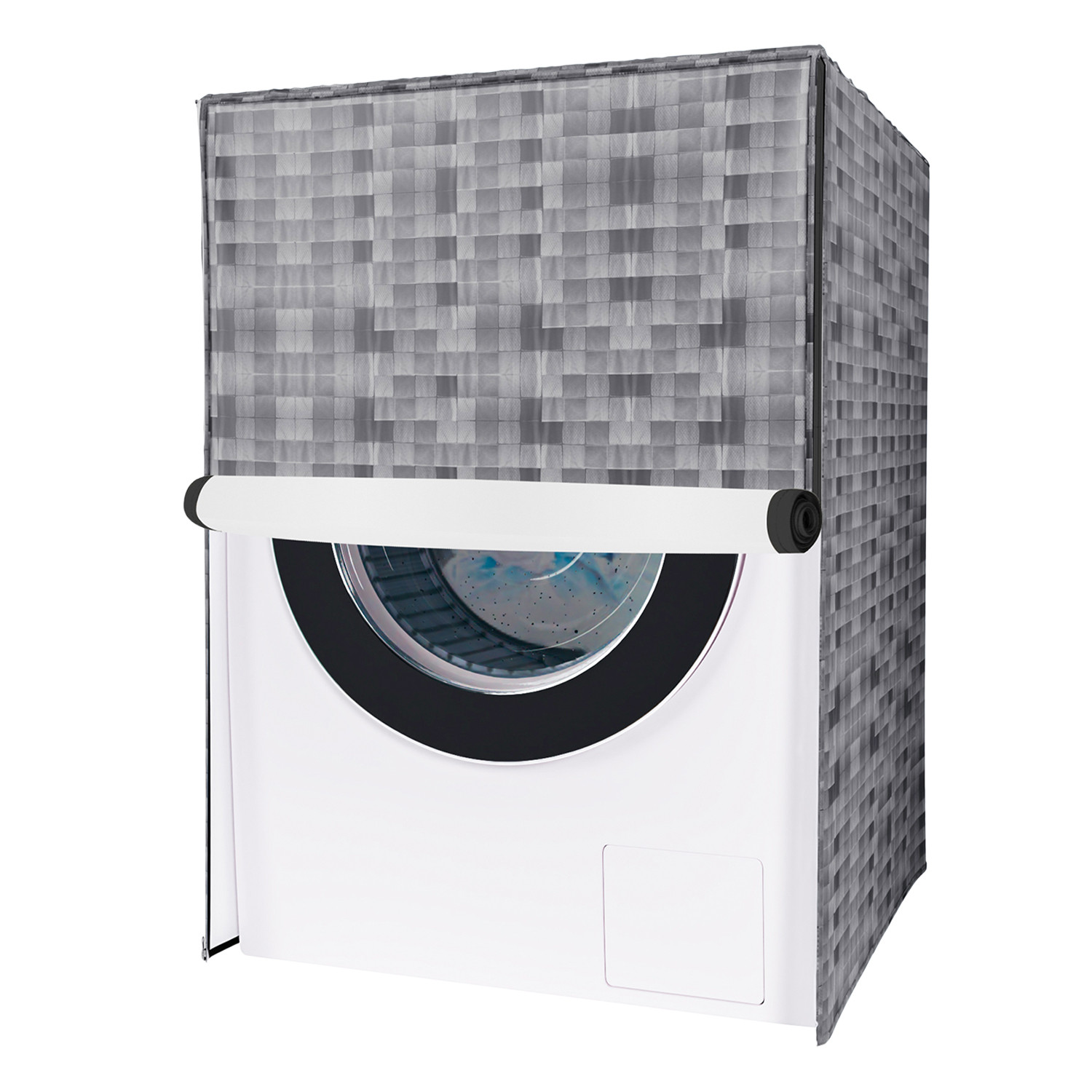 Kuber Industries Washing Machine Cover | Shelf Check Washing Machine Cover | Soft PVC | Front Load Washing Machine Cover | Gray