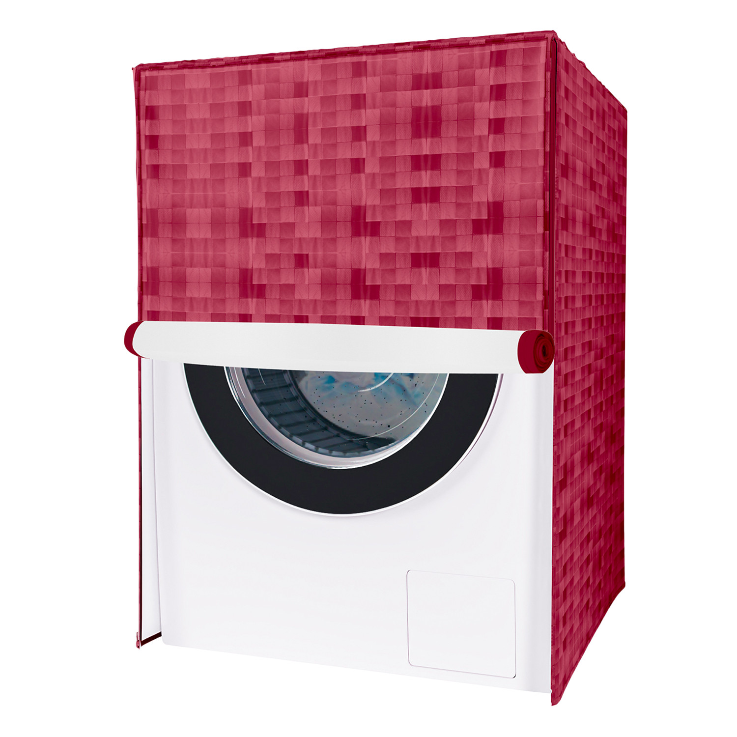 Kuber Industries Washing Machine Cover | Shelf Check Washing Machine Cover | Soft PVC | Front Load Washing Machine Cover | Maroon
