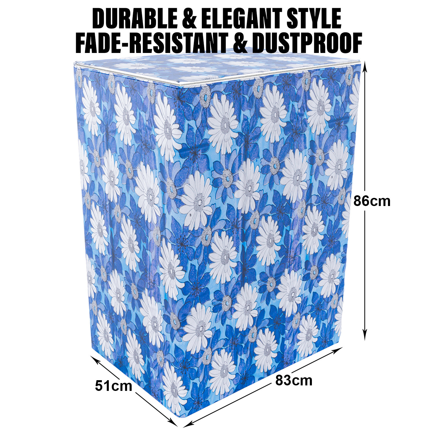 Kuber Industries Washing Machine Cover | Sun Flower Print Washing Machine Cover | PVC Top Load Semi-Automatic Washing Machine Cover | Blue