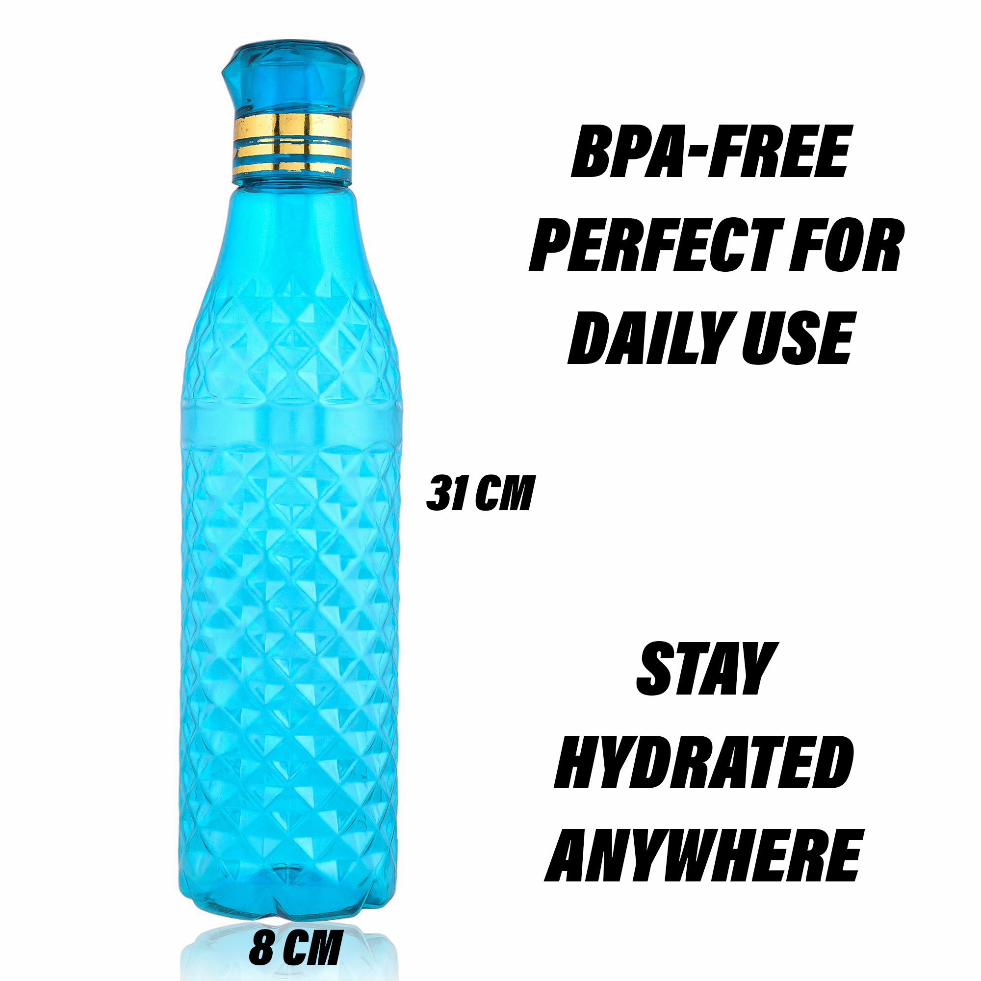 Kuber Industries Water Bottle | Plastic Water Bottle for Fridge | Water Bottle for Kitchen | Ideal for Restaurant | Water Bottle for Refrigerator | Crystal Bingo Bottle | 1 LTR |Blue